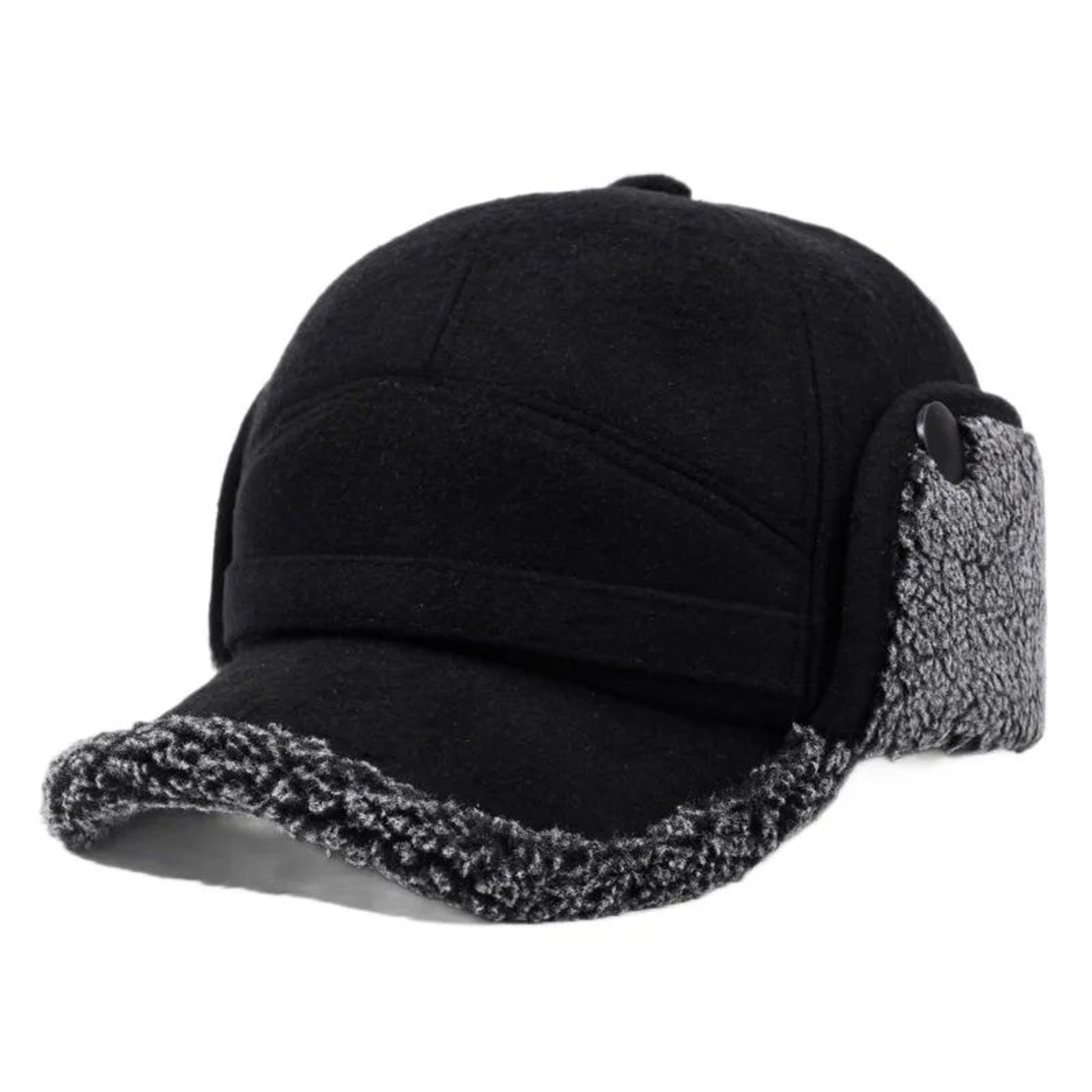 Mens Fleece Baseball Cap With Ear Flaps  Warm Lei Feng Winter Hat For Outdoors 4