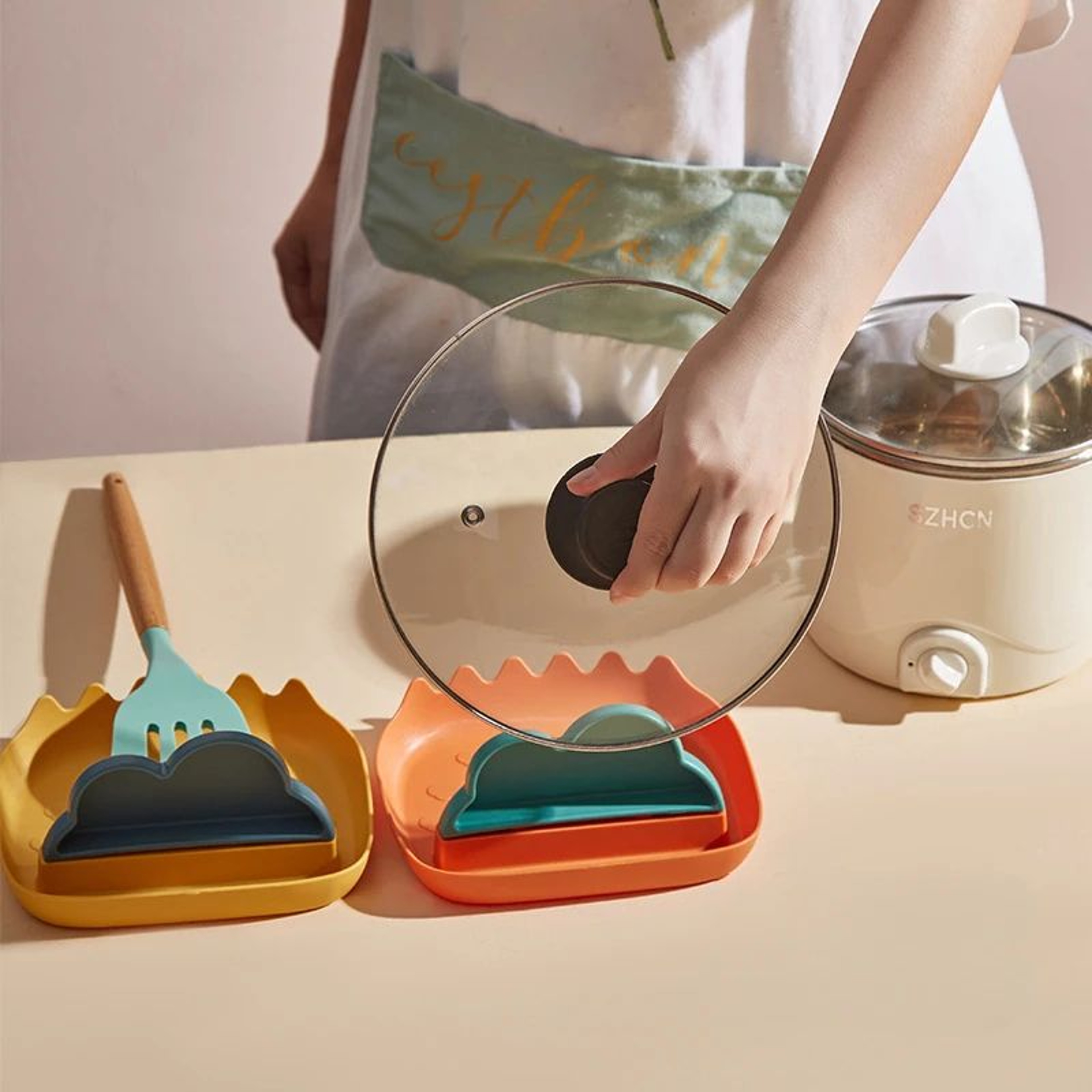 SpaceSaving Kitchen Pot Lid And Utensil Organizer Rack 0