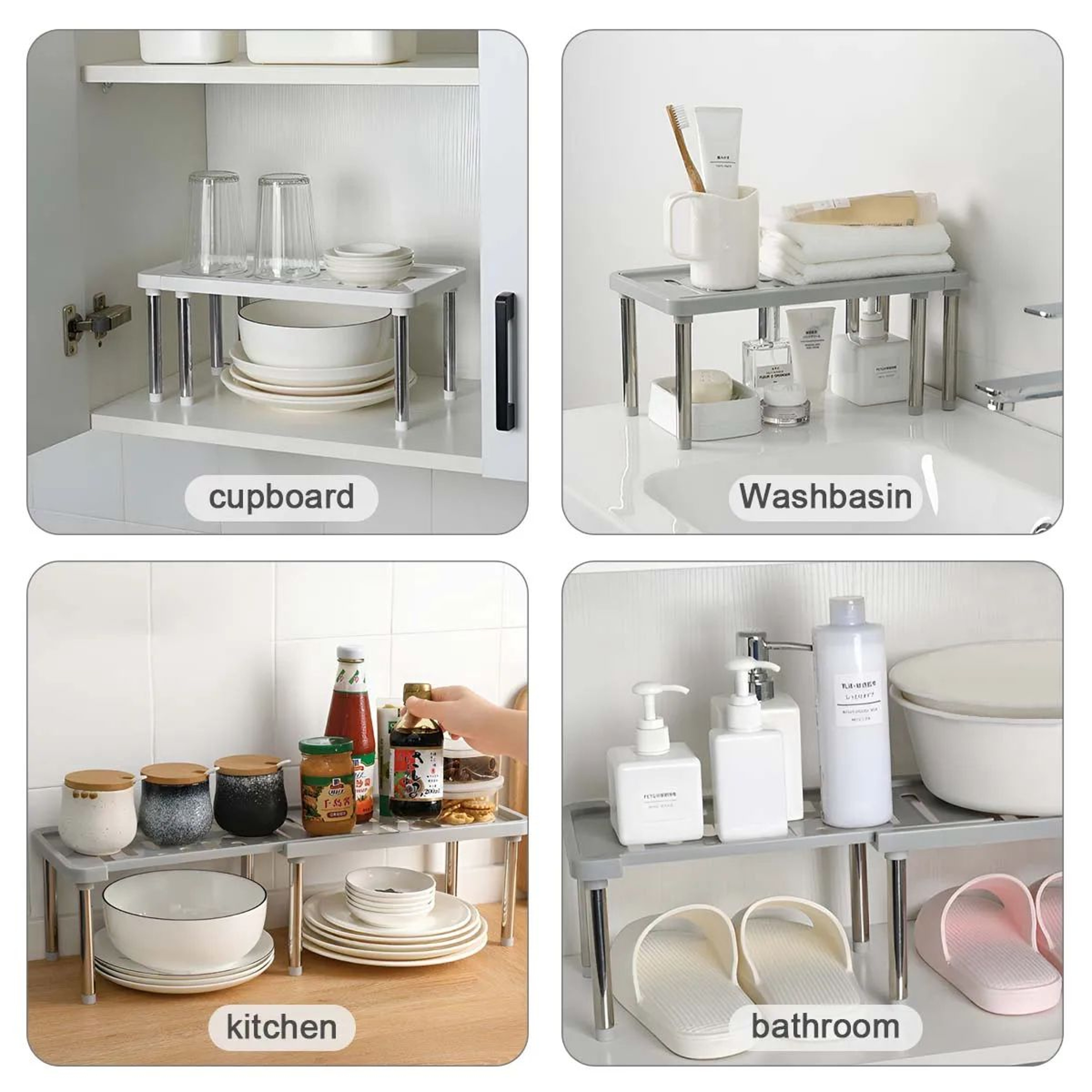 Expandable 2Tier Spice Rack Organizer For Cabinet  Countertop Storage 4