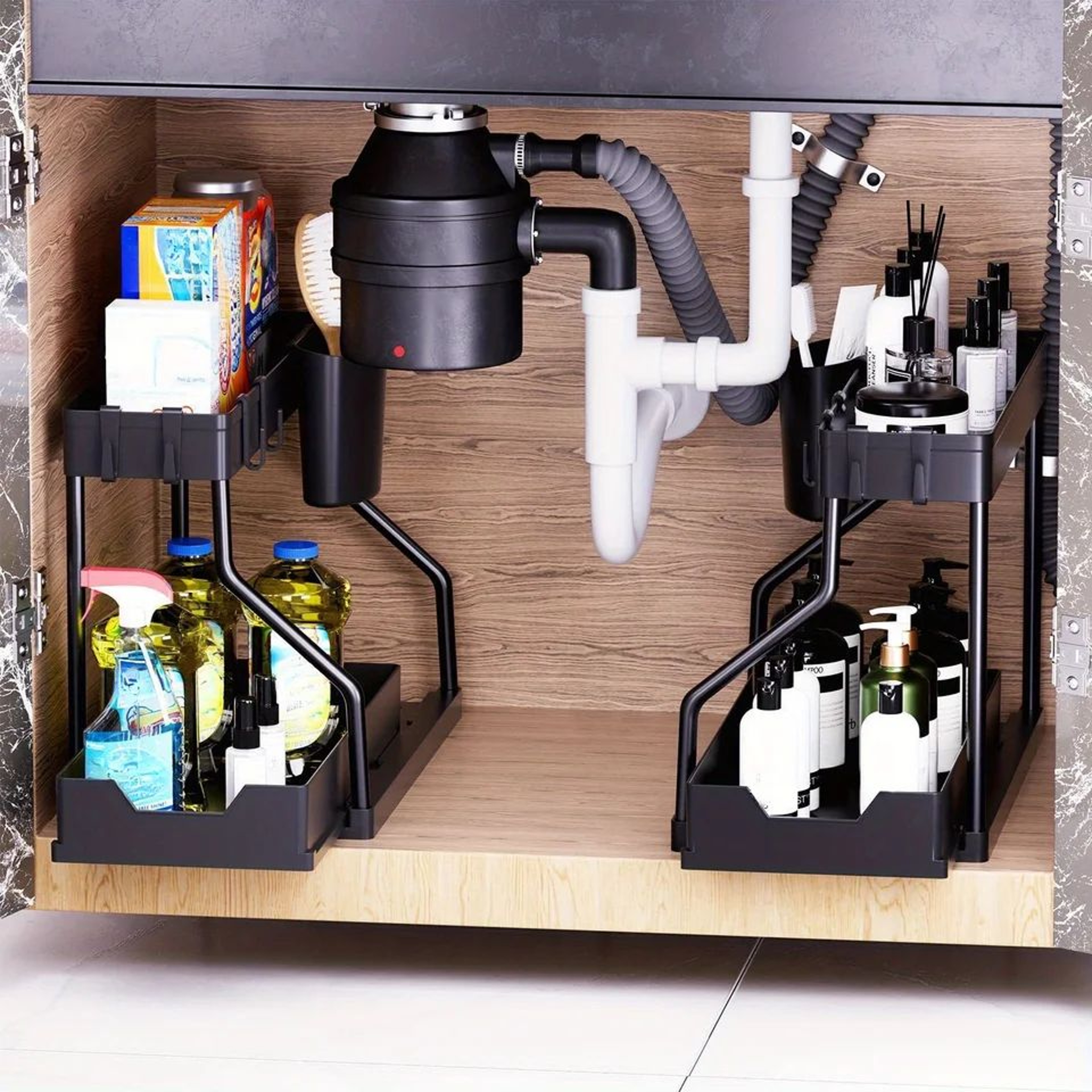 Premium PullOut Kitchen Pull Out Organizer  Under Sink Storage Rack  MultiLayer SpaceSaver 4