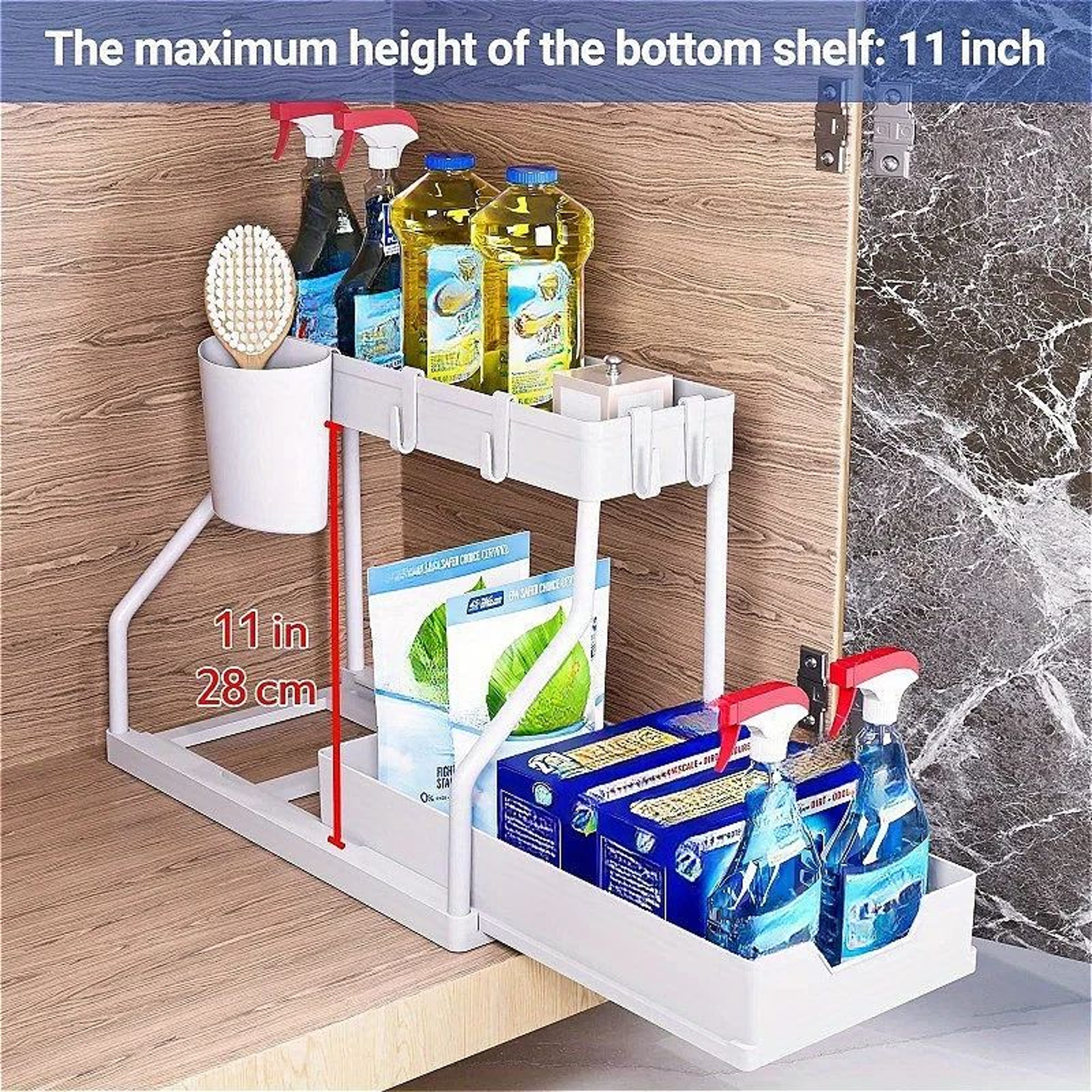 Premium PullOut Kitchen Pull Out Organizer  Under Sink Storage Rack  MultiLayer SpaceSaver 8