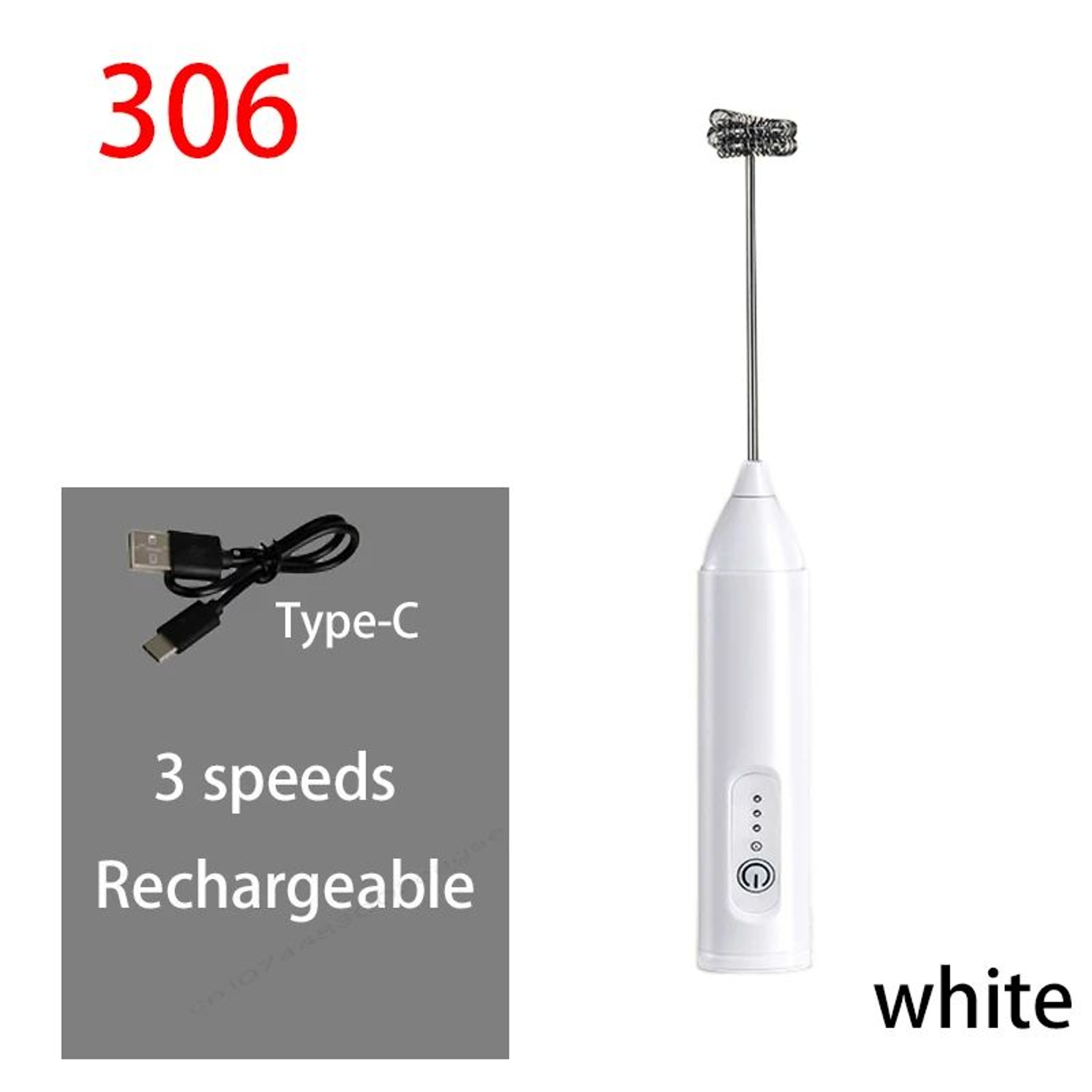 Rechargeable 3Speed Electric Milk Frother  Egg Beater  Handheld Coffee Foam Maker 11