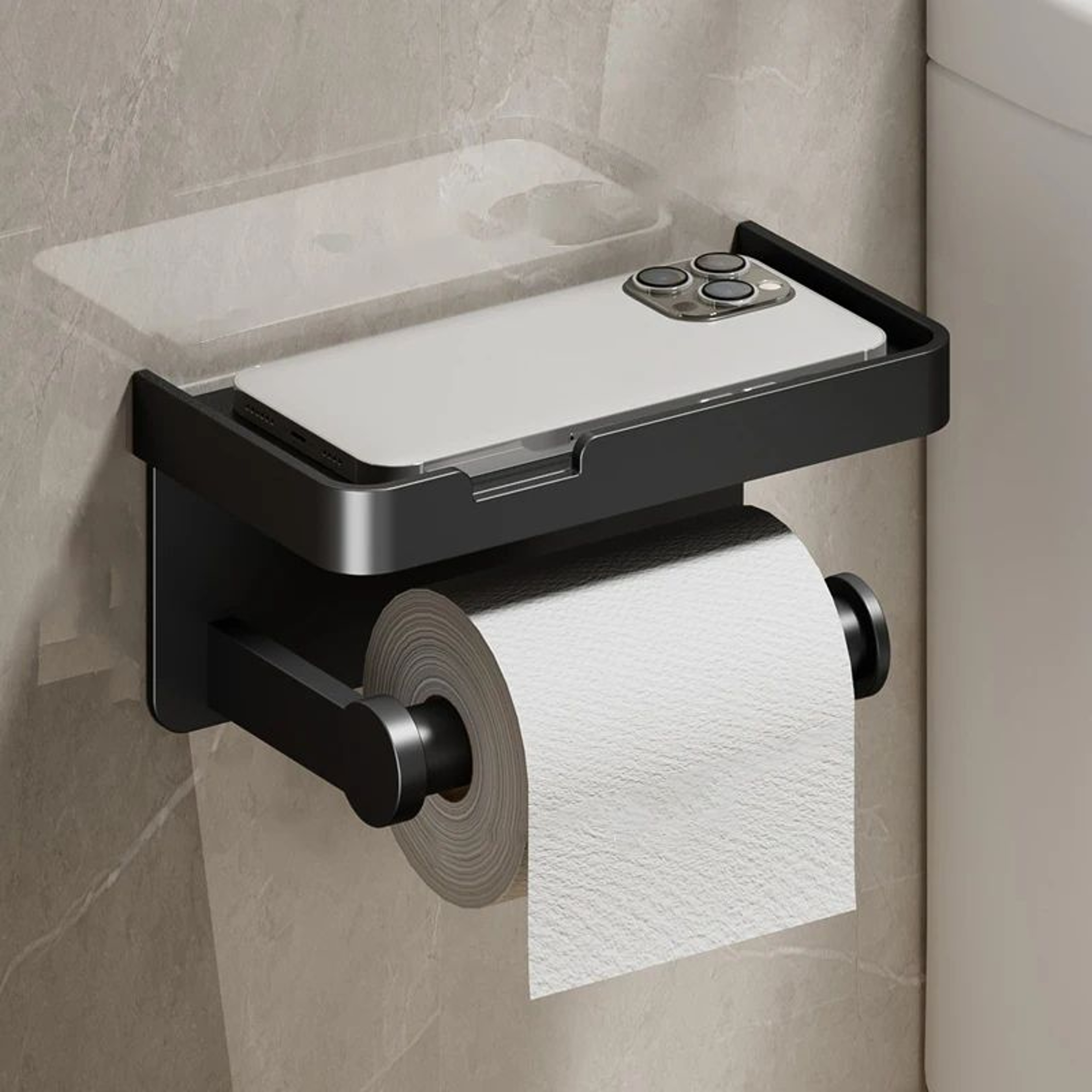 Matte Aluminum Wall Mounted Toilet Paper Holder  Modern Bathroom Tissue Rack 6