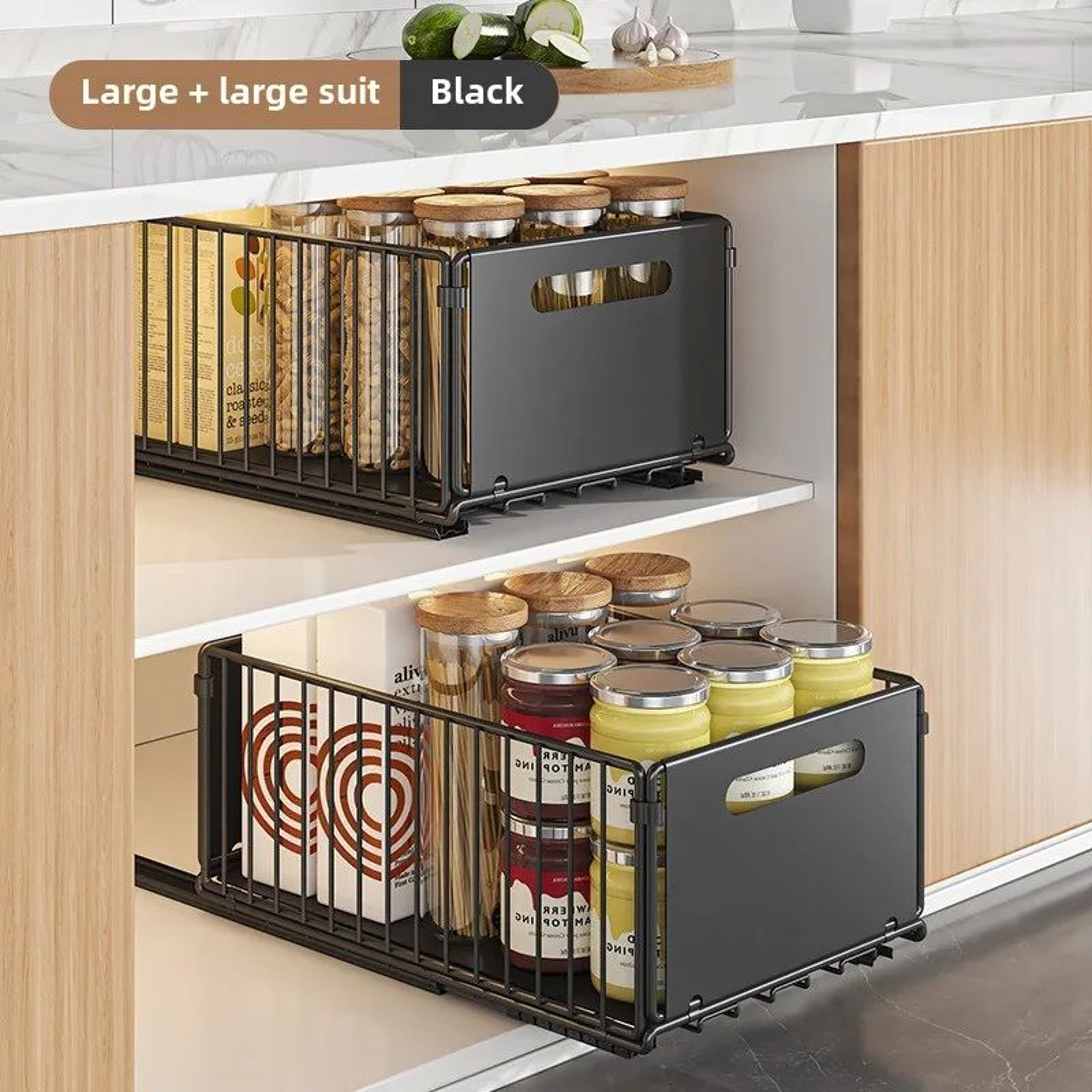 PullOut Cabinet Organizer Basket For Kitchen  Bathroom SlideOut Storage For Spices And Supplies 9