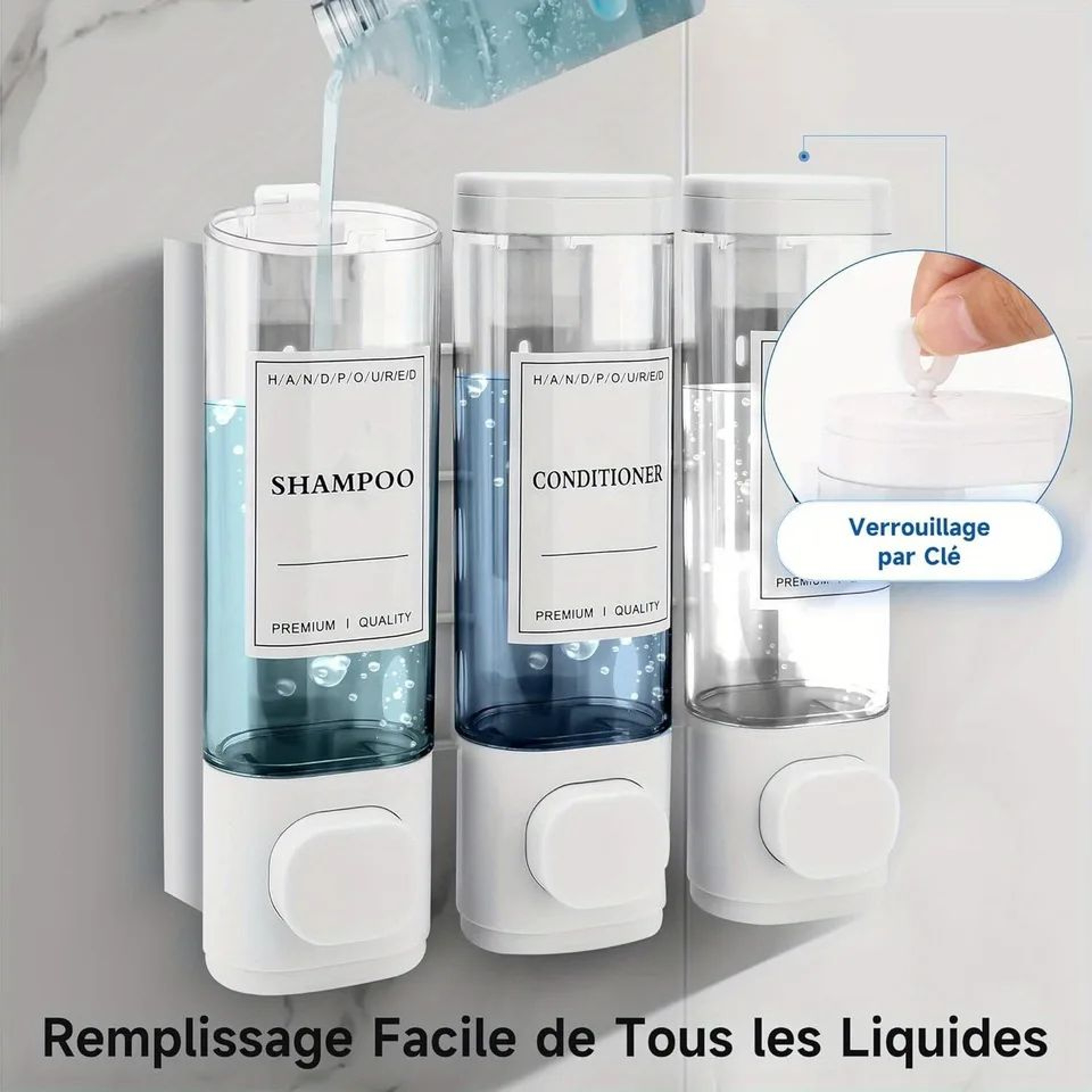 3Chamber WallMounted Shower Soap Dispenser  NoDrill Shampoo  Conditioner Organizer 1