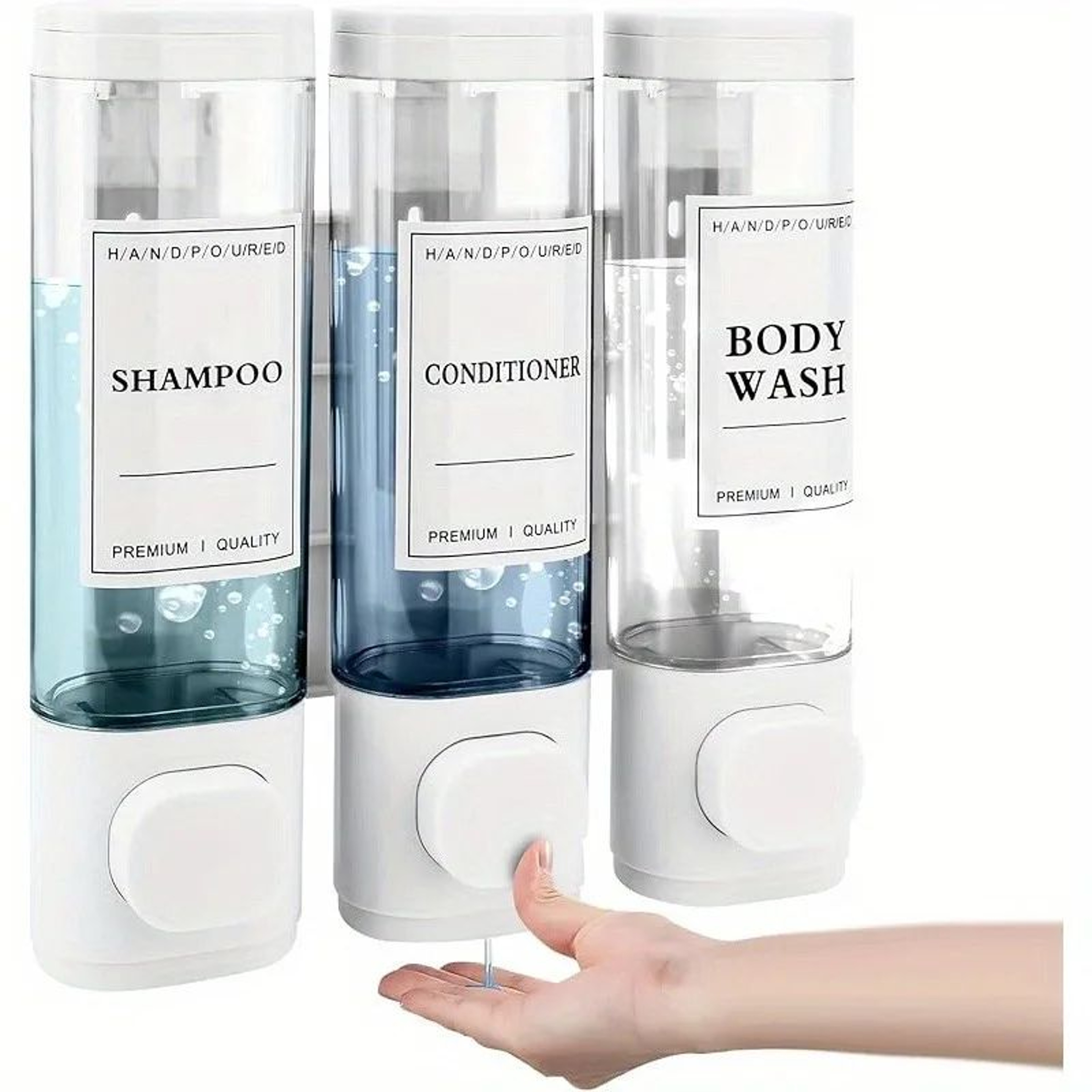 3Chamber WallMounted Shower Soap Dispenser  NoDrill Shampoo  Conditioner Organizer 6