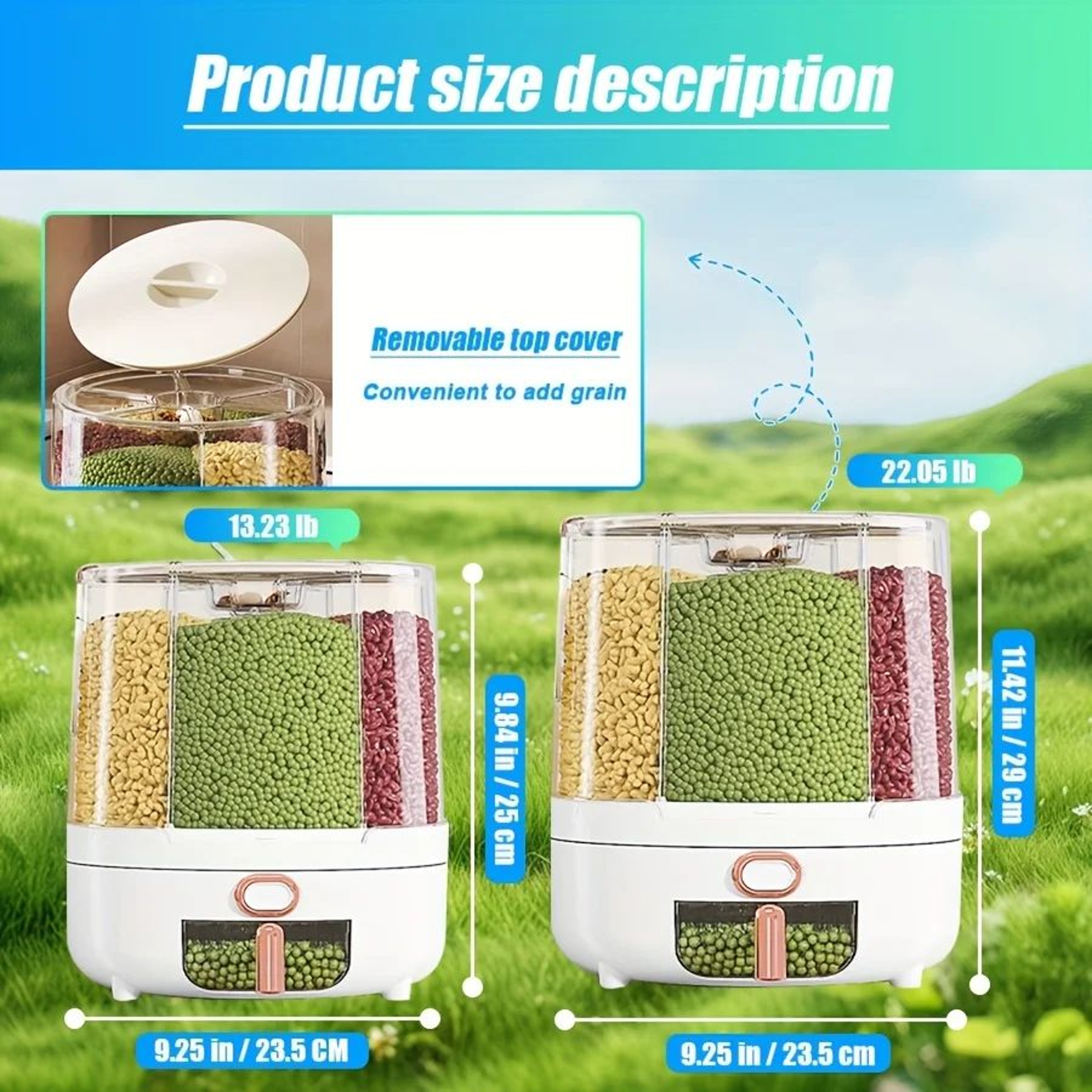 Premium 6Compartment 360 Rotating Cereal Dispenser  Large Capacity Dry Food Storage Dispenser For K 1