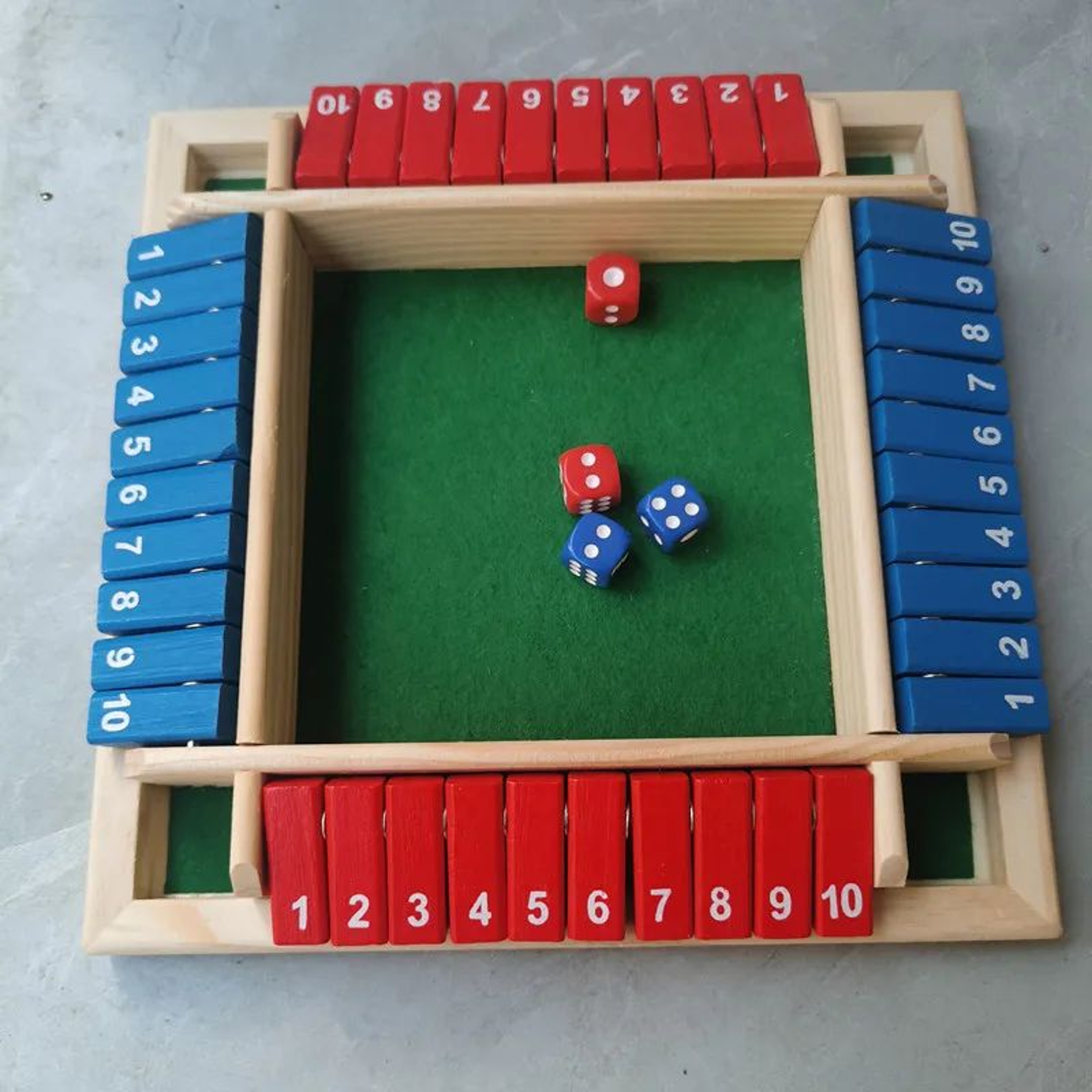 Deluxe Wooden Shut The Box Dice Game  4Sided Shut The Box Board Game For Family  Party Fun 5