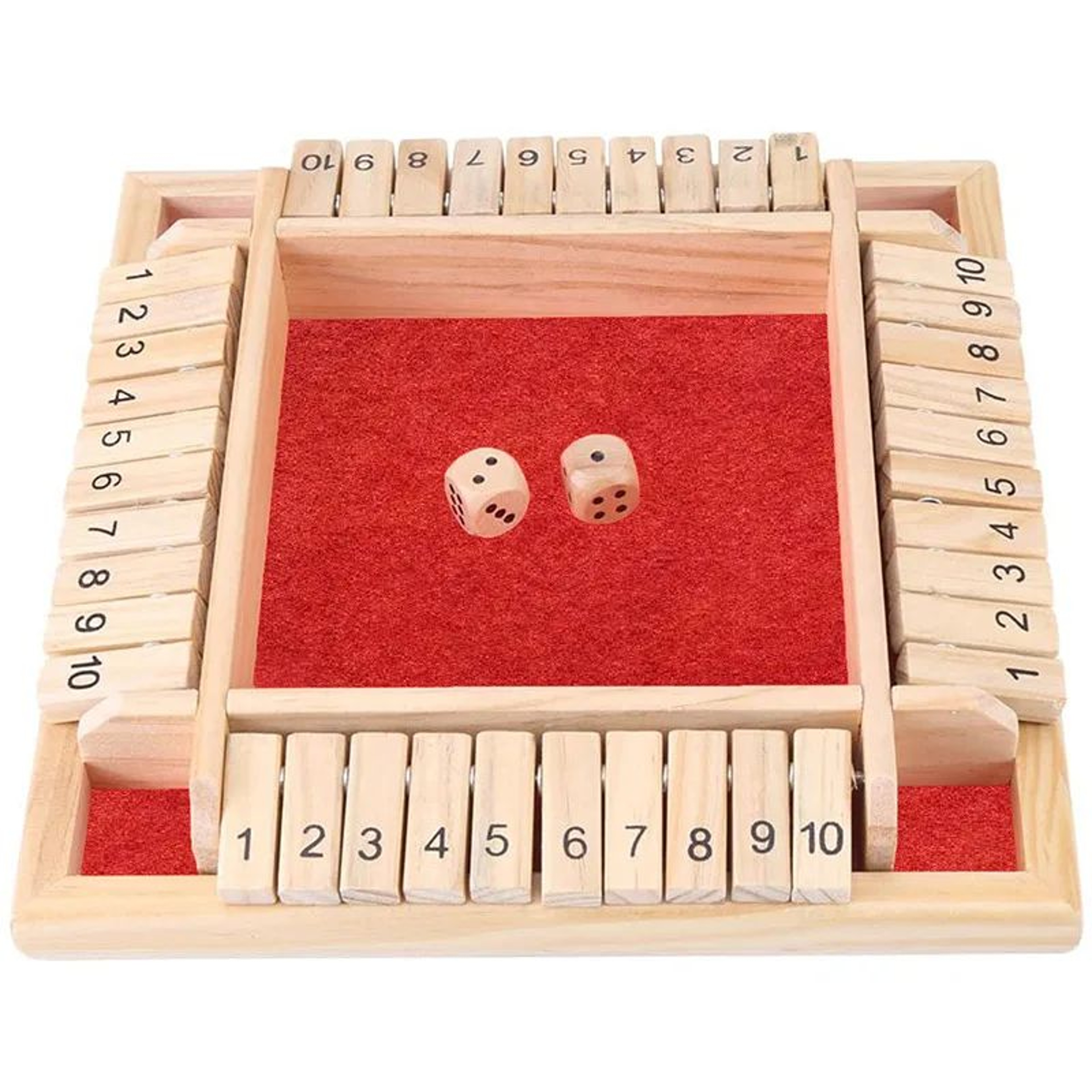 Deluxe Wooden Shut The Box Dice Game  4Sided Shut The Box Board Game For Family  Party Fun 7