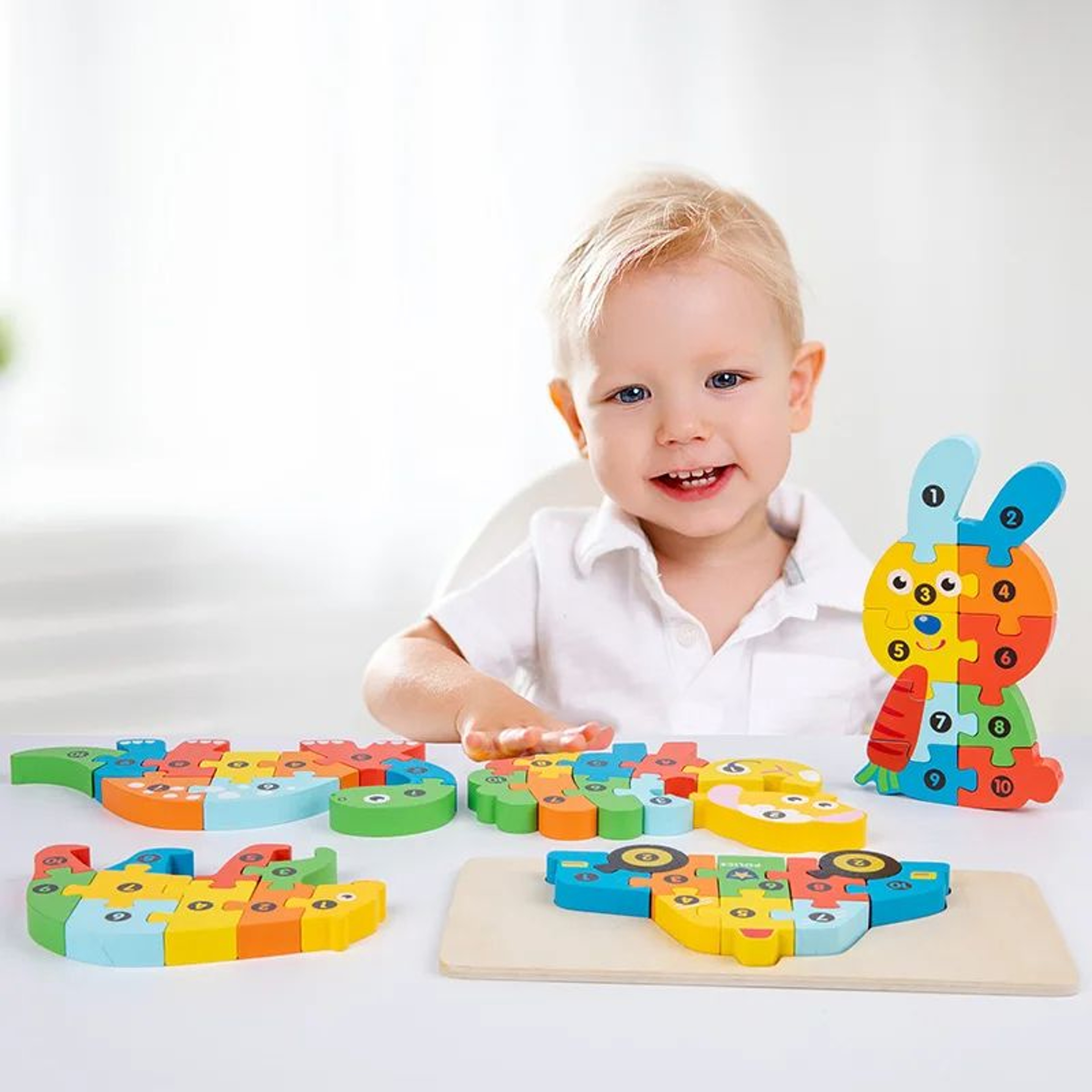 Montessori 3D Wooden Dinosaur Puzzle For Toddlers Shape And Color Learning Toy 0