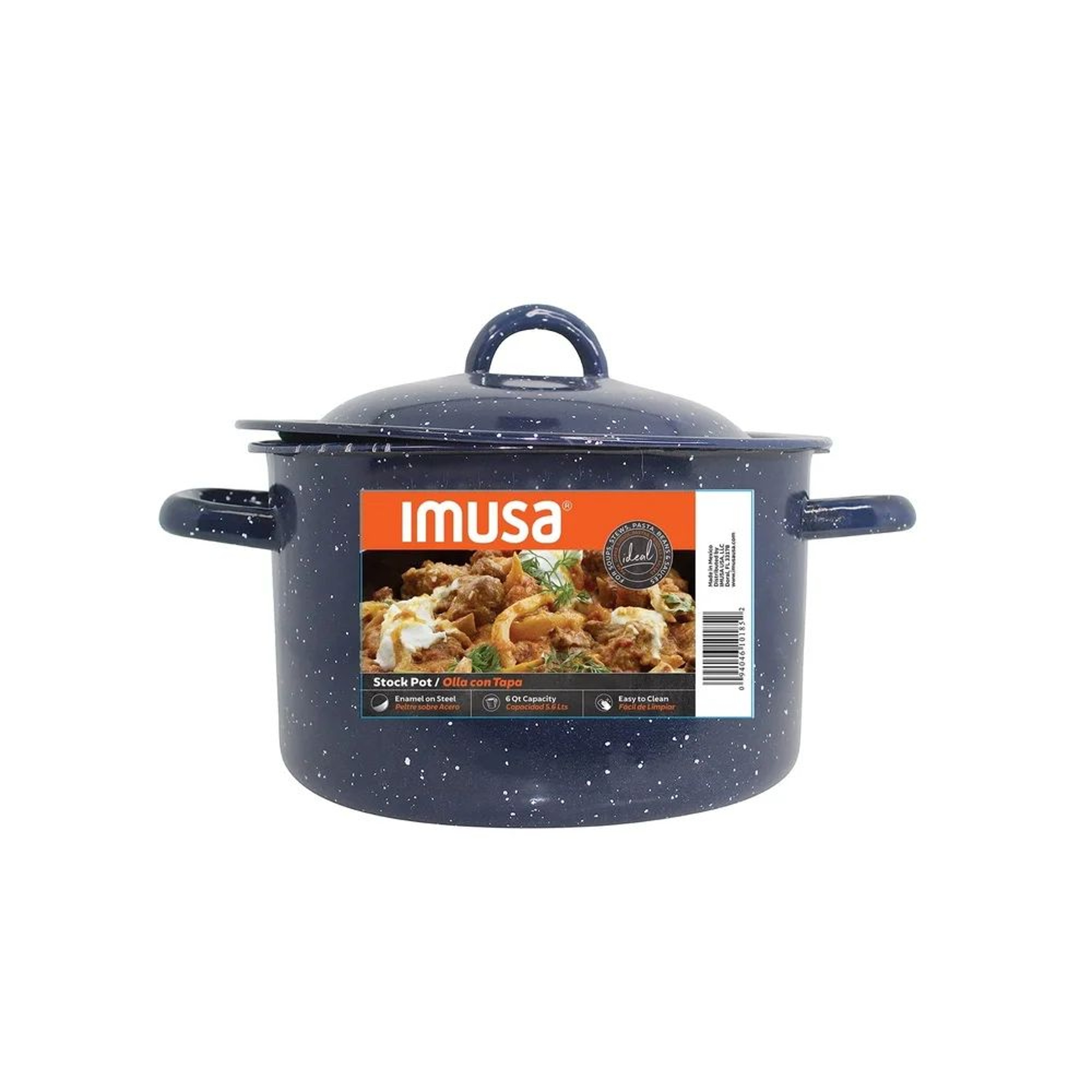 Classic Enamel Stock Pot With Double Handles  Oven Safe Durable Steel Soup Pot 2