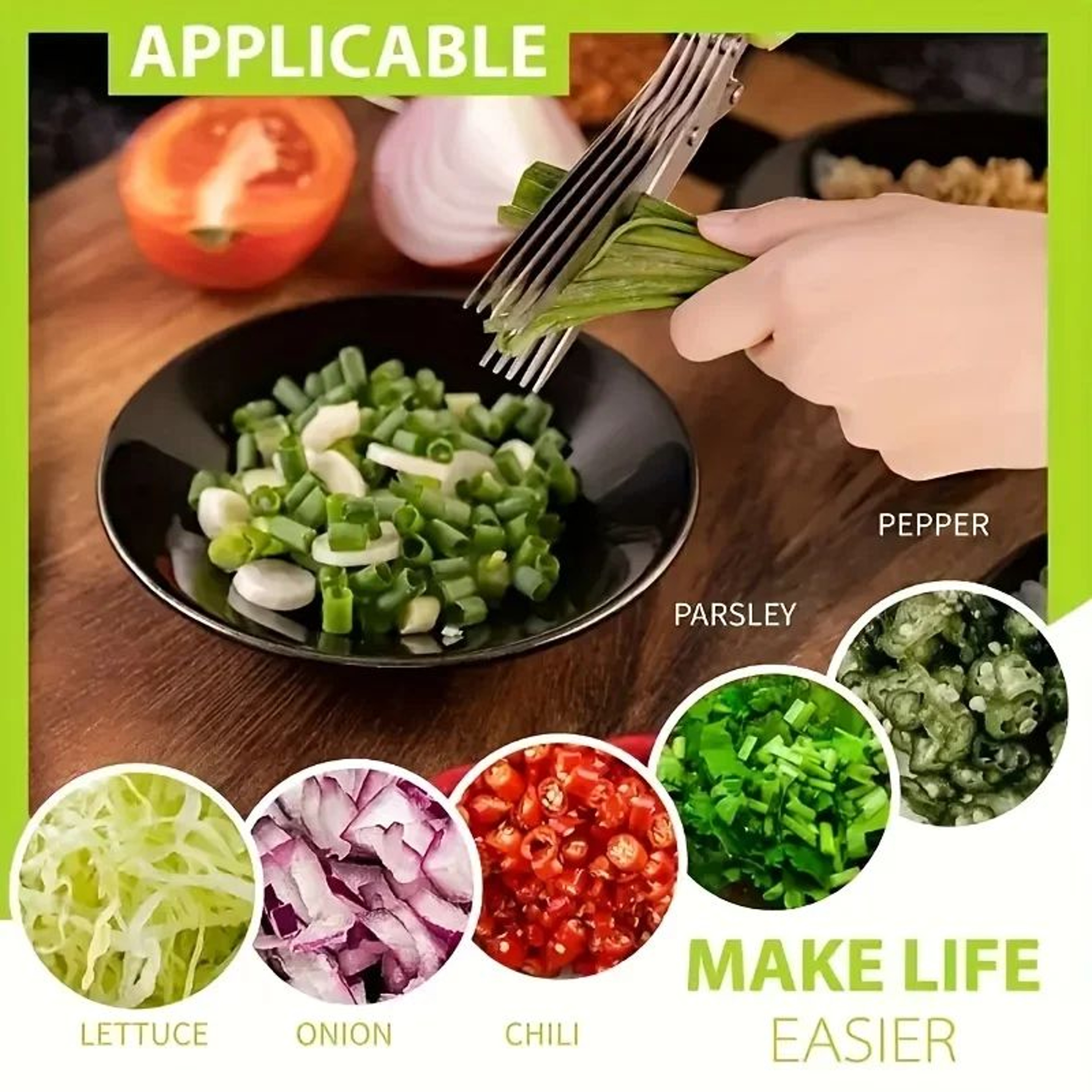 5Blade Herb Shredder Kitchen Scissors  Forged Stainless Steel Multipurpose Shears 5