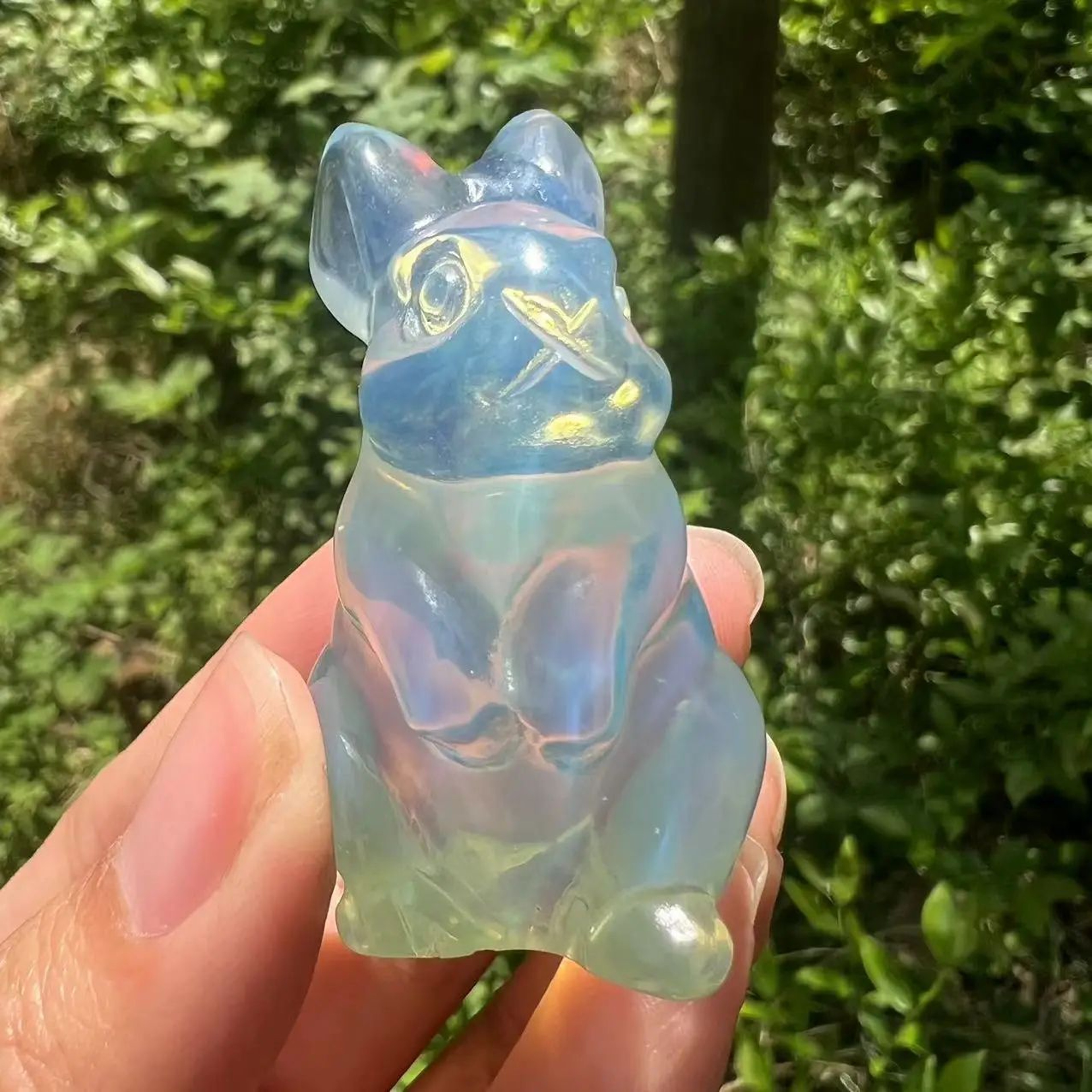 2Inch HandCarved Rose Quartz Rabbit Figurine  Opalite Crystal Bunny Gemstone Rabbit Decor 5