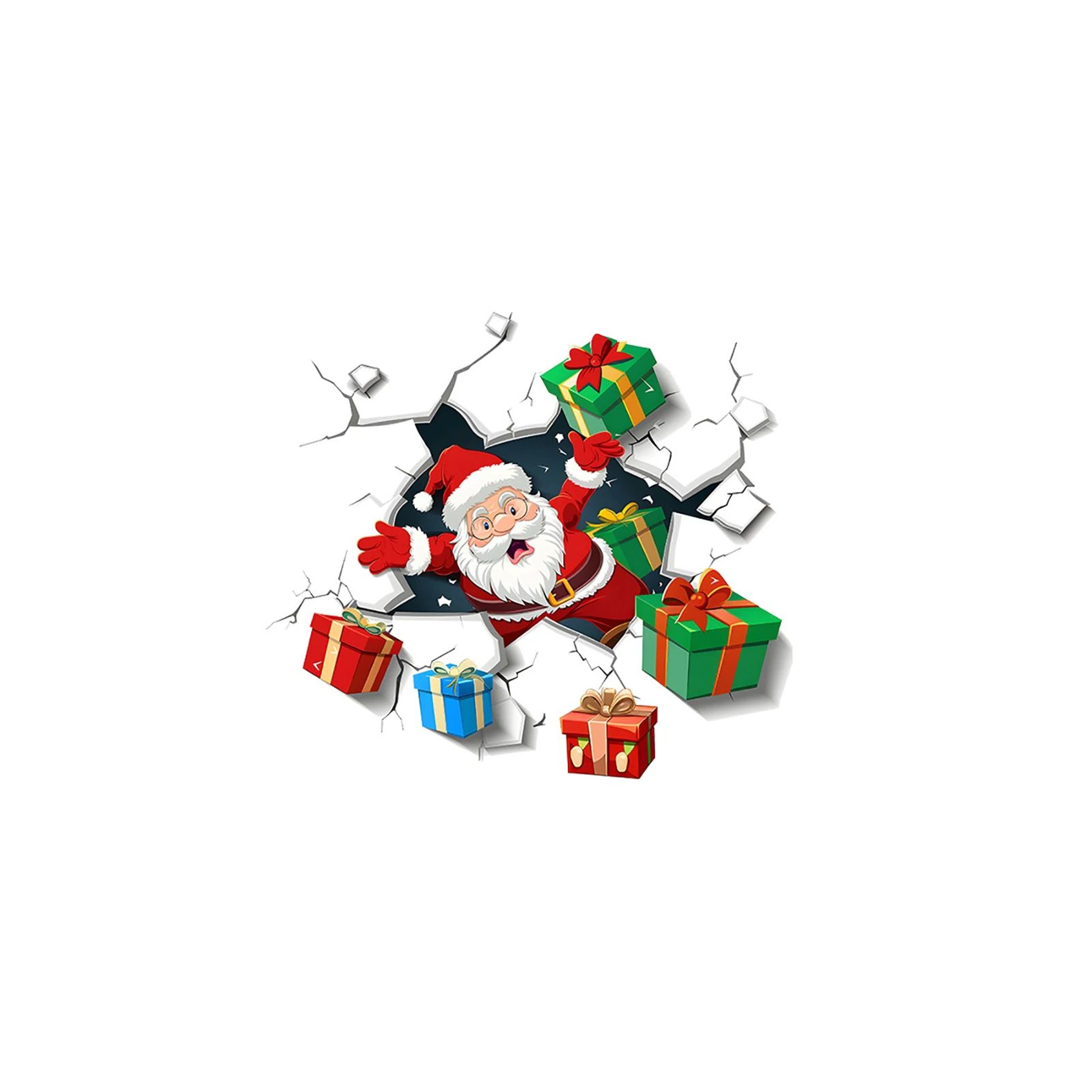 3D Santa Wall Sticker  Christmas Wall Decal With Broken Wall Effect 5