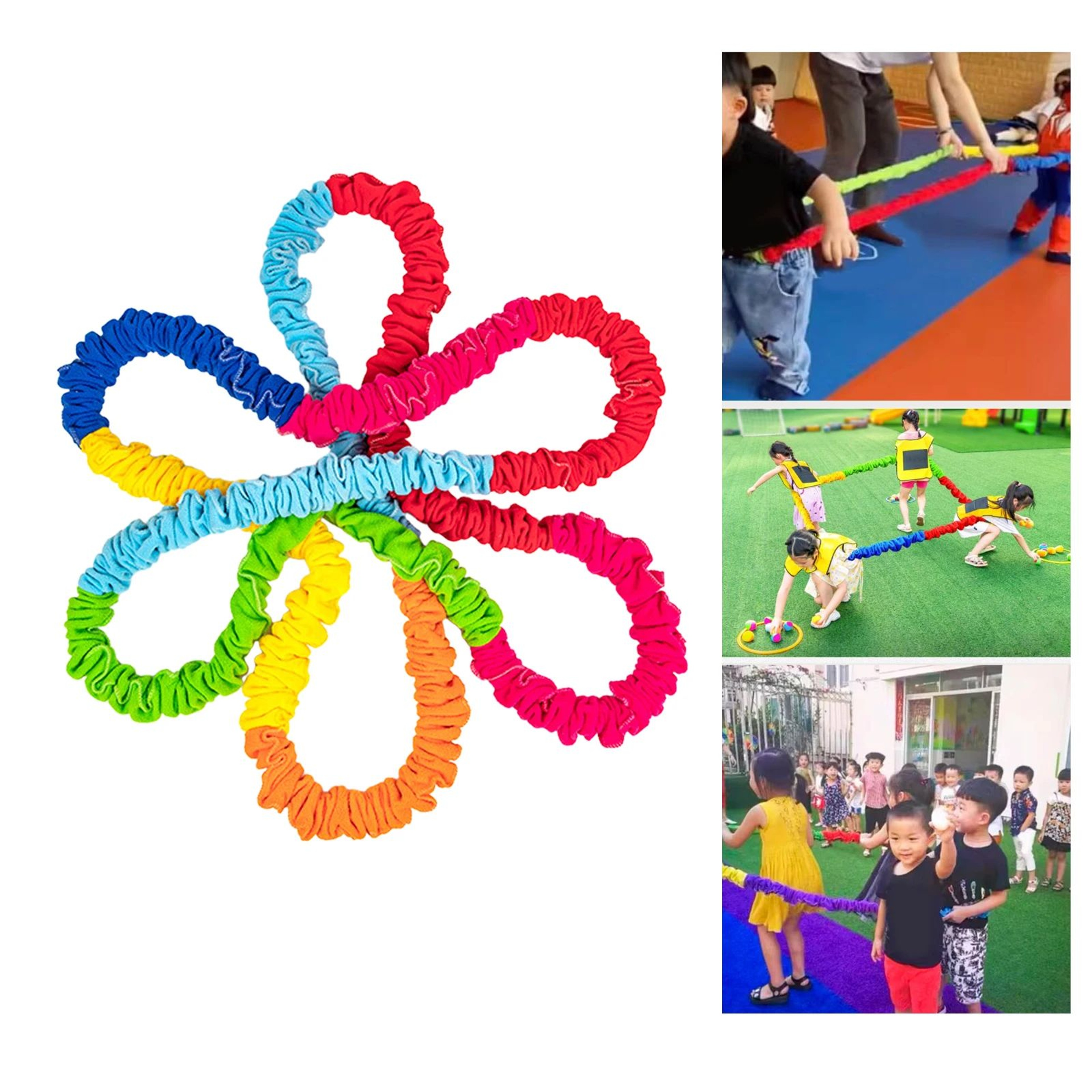 TeamSync Outdoor Team Building Game  Kids Elastic Rope Loop Party Activity Set 4