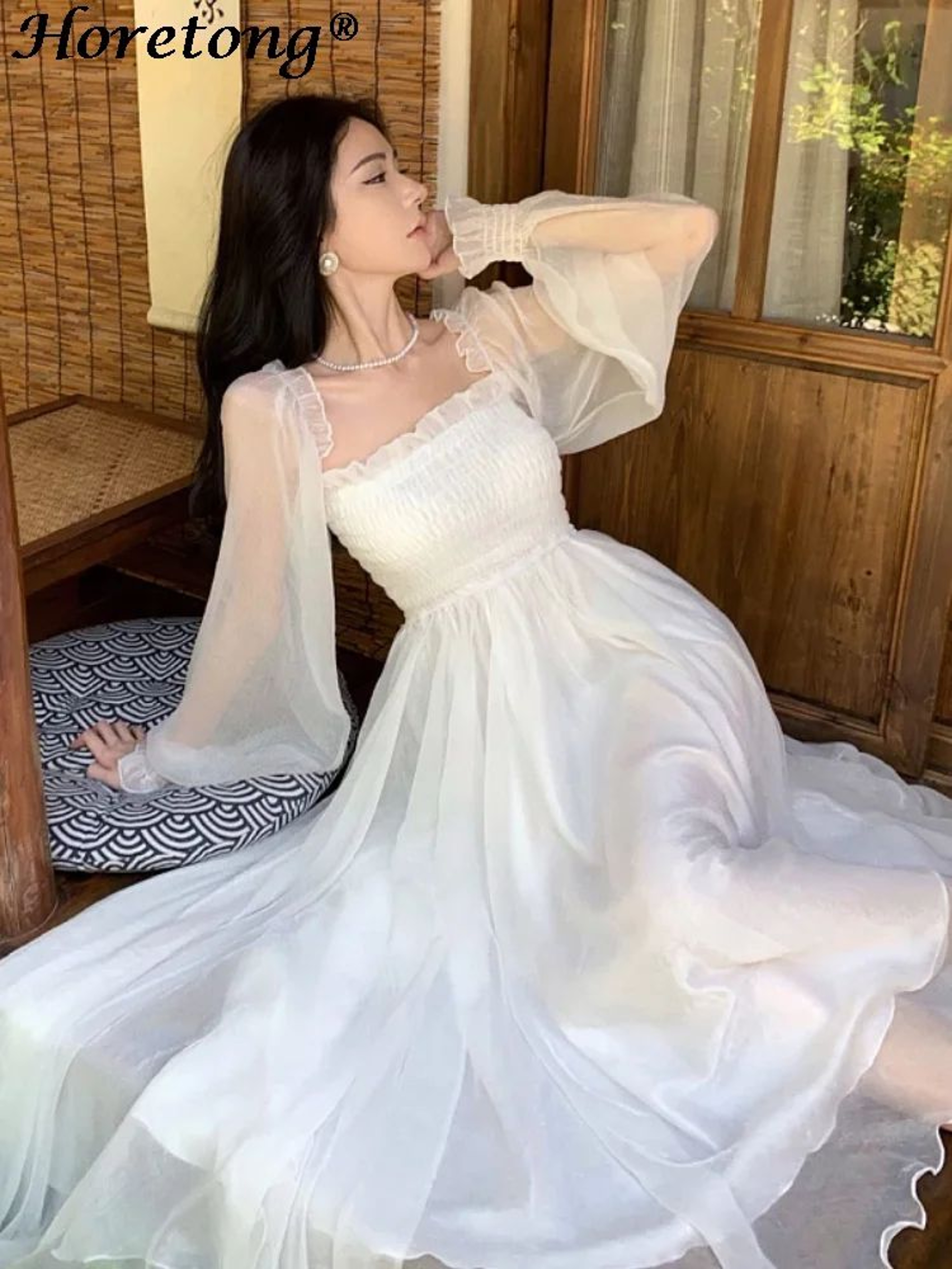 Elegant White OffShoulder Maxi Party Gown  Flowy Ruffle Holiday Dress 4