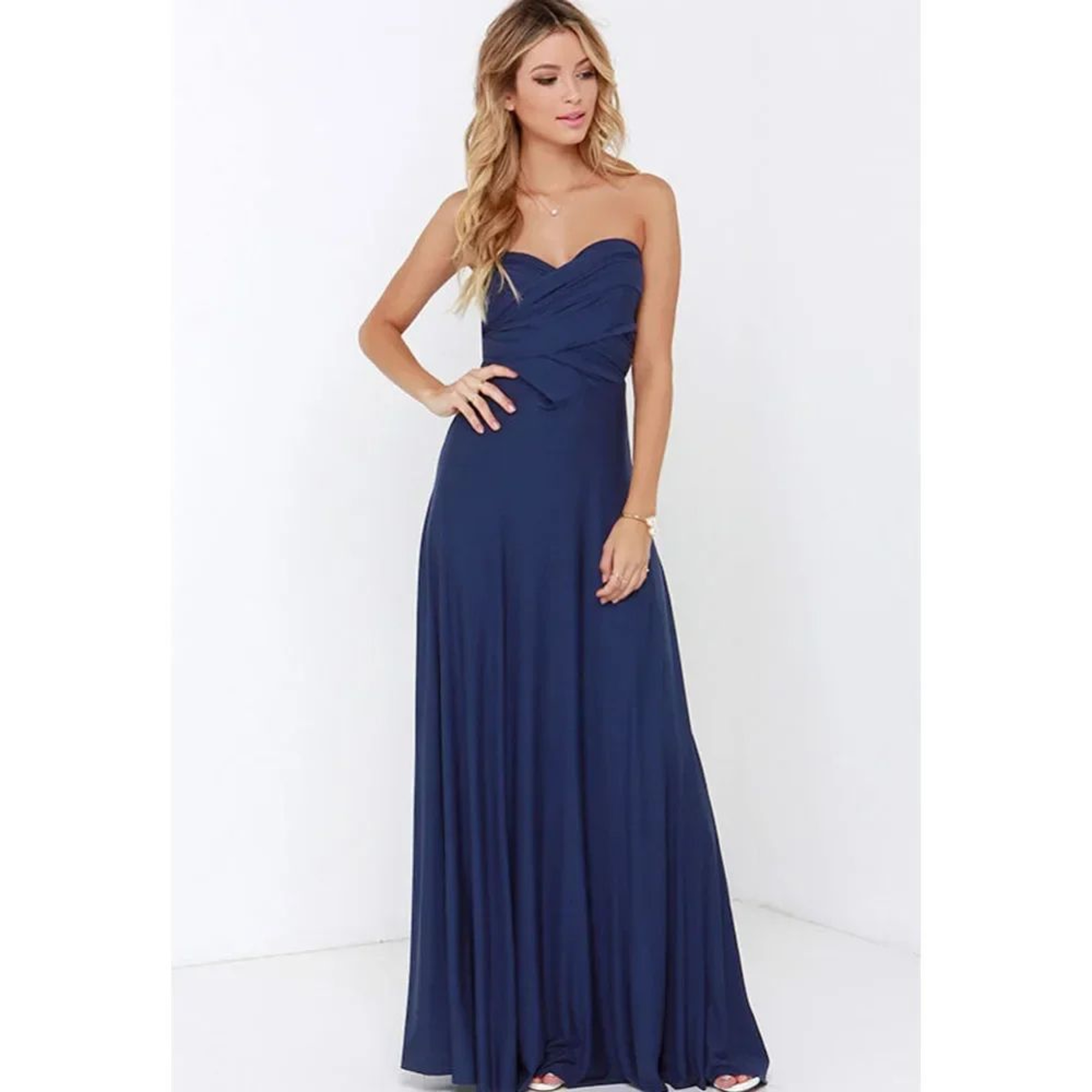 Elegant Convertible VNeck Summer Maxi Dress  Versatile MultiWear Strappy Long Dress For Women 7