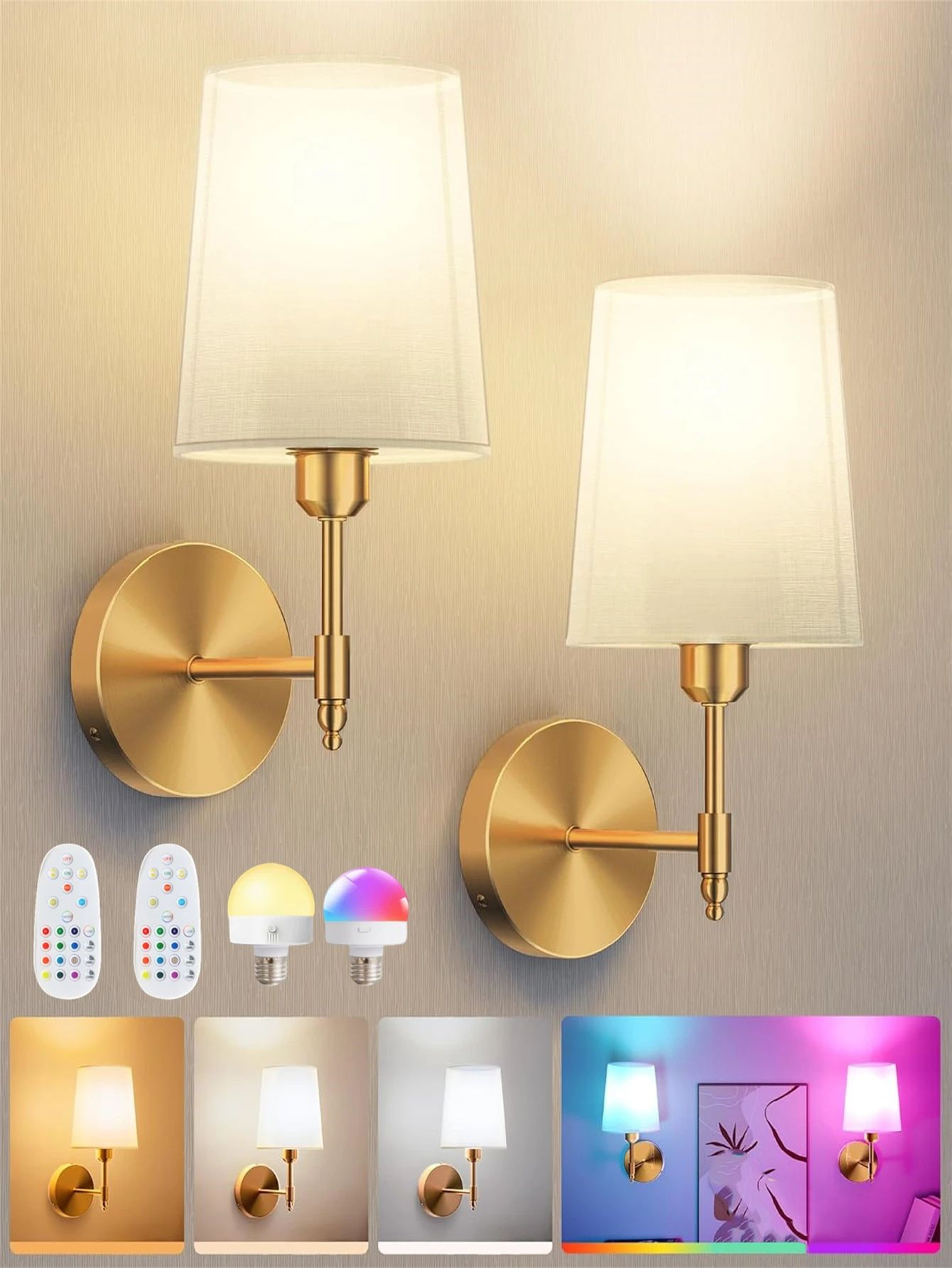 WiringFree Battery Operated Wall Sconce With 4000mAh Rechargeable Detachable Bulb Remote Dimming  1 0