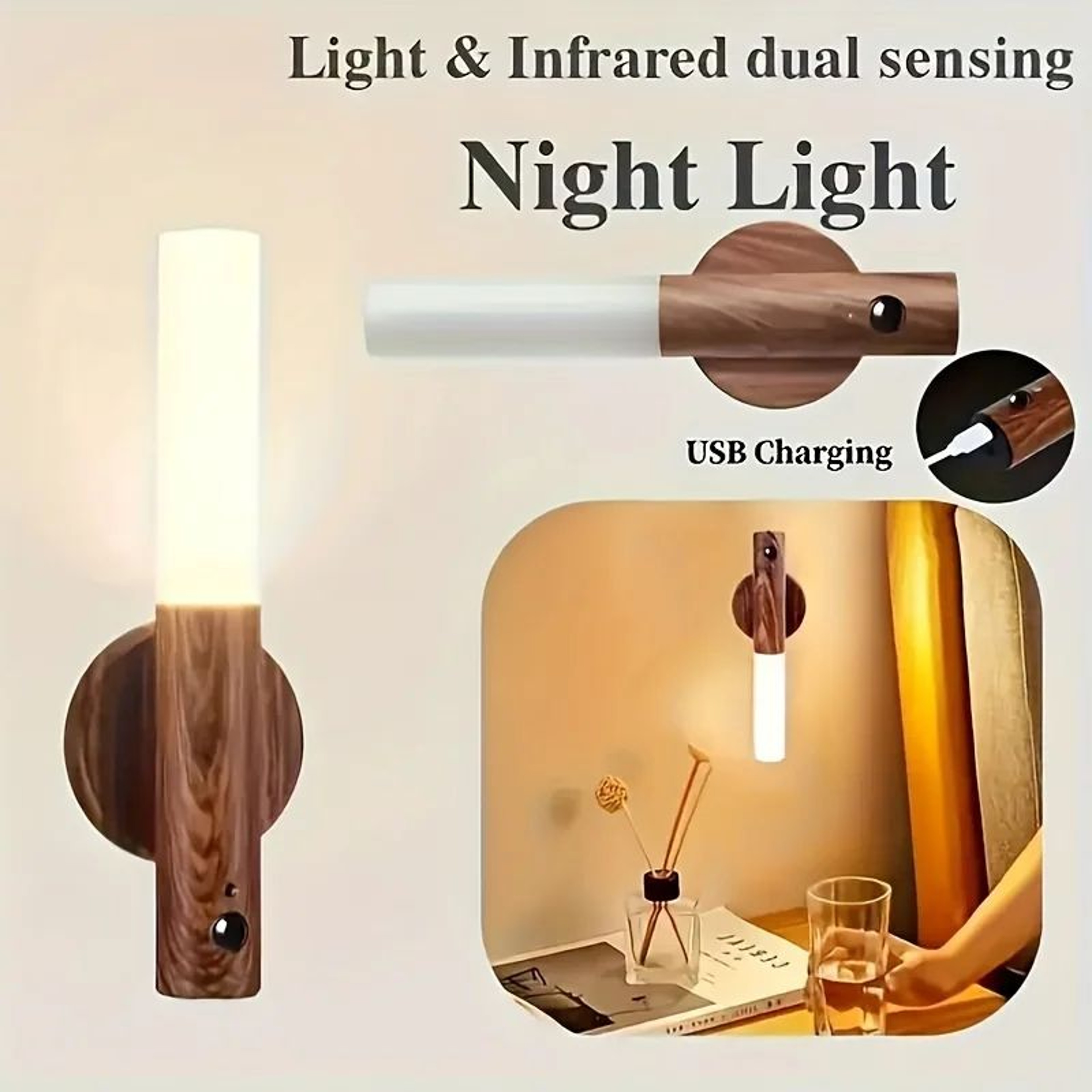 Rechargeable Motion Sensor Night Light  Wireless LED UnderCabinet  Closet Lamp For Hallway Kitchen  1