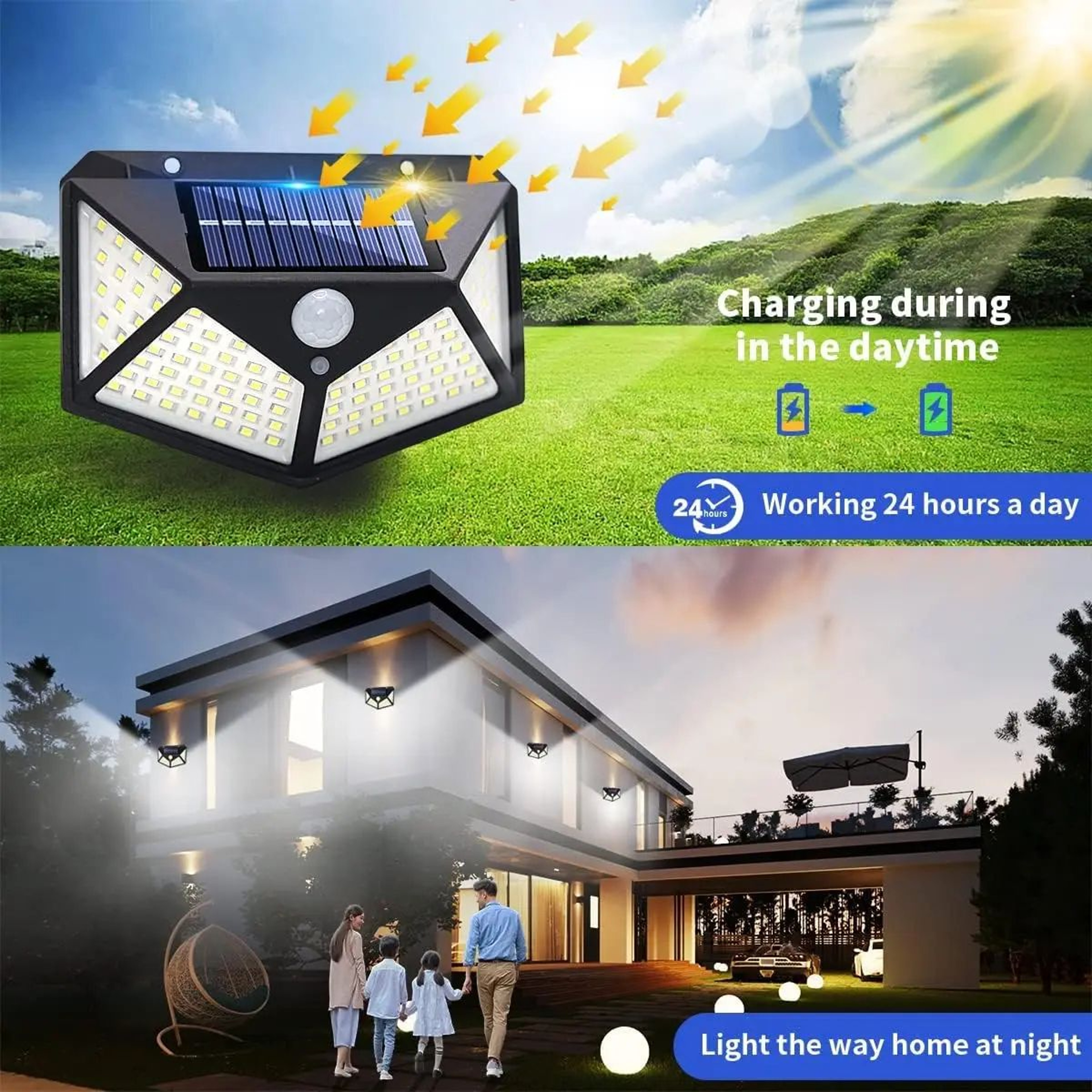 Solar Motion Sensor Security Light  100 LED Waterproof Outdoor Spotlight For Yard  Garden 3