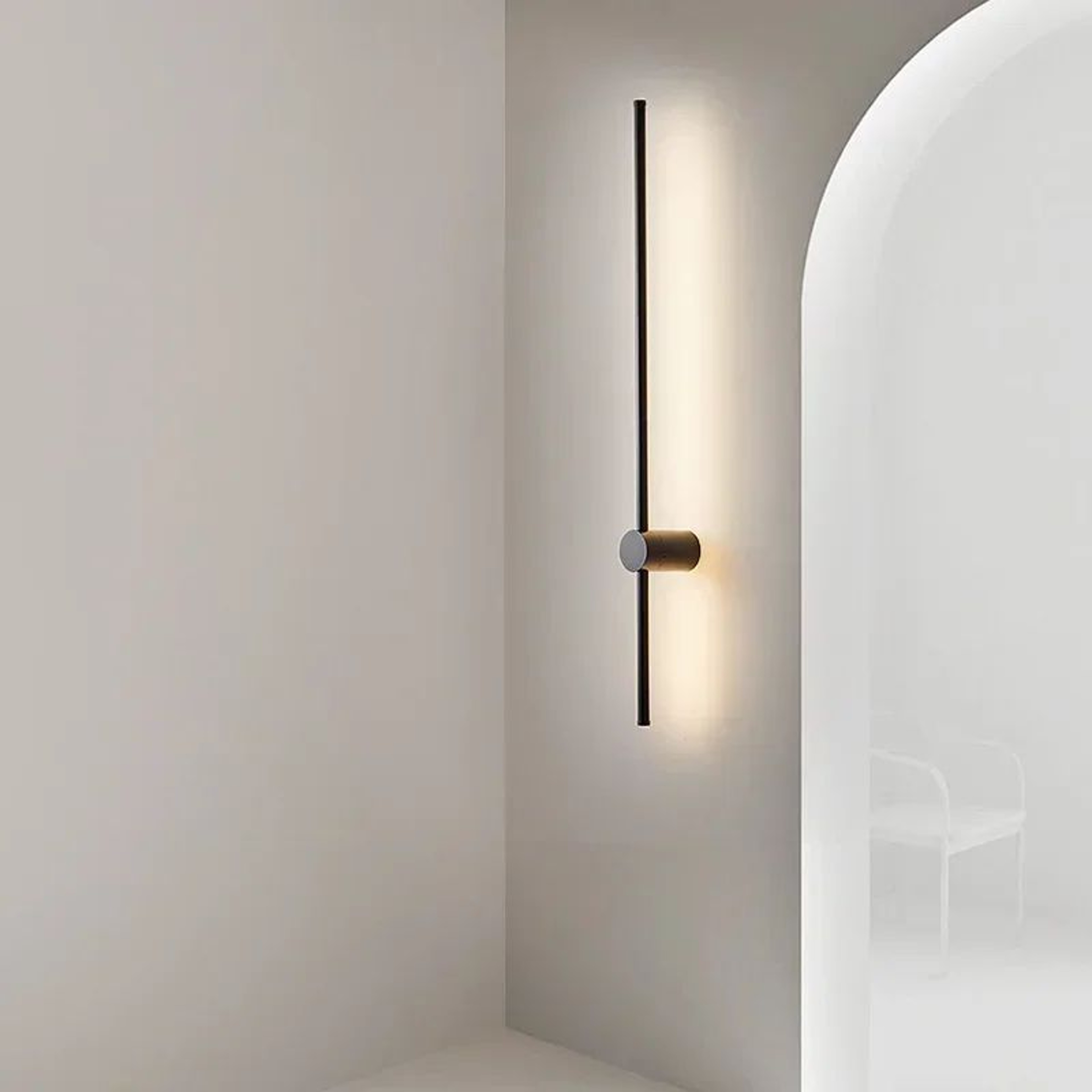 Modern Linear LED Wall Sconce  Black Minimalist Bedside Light 0