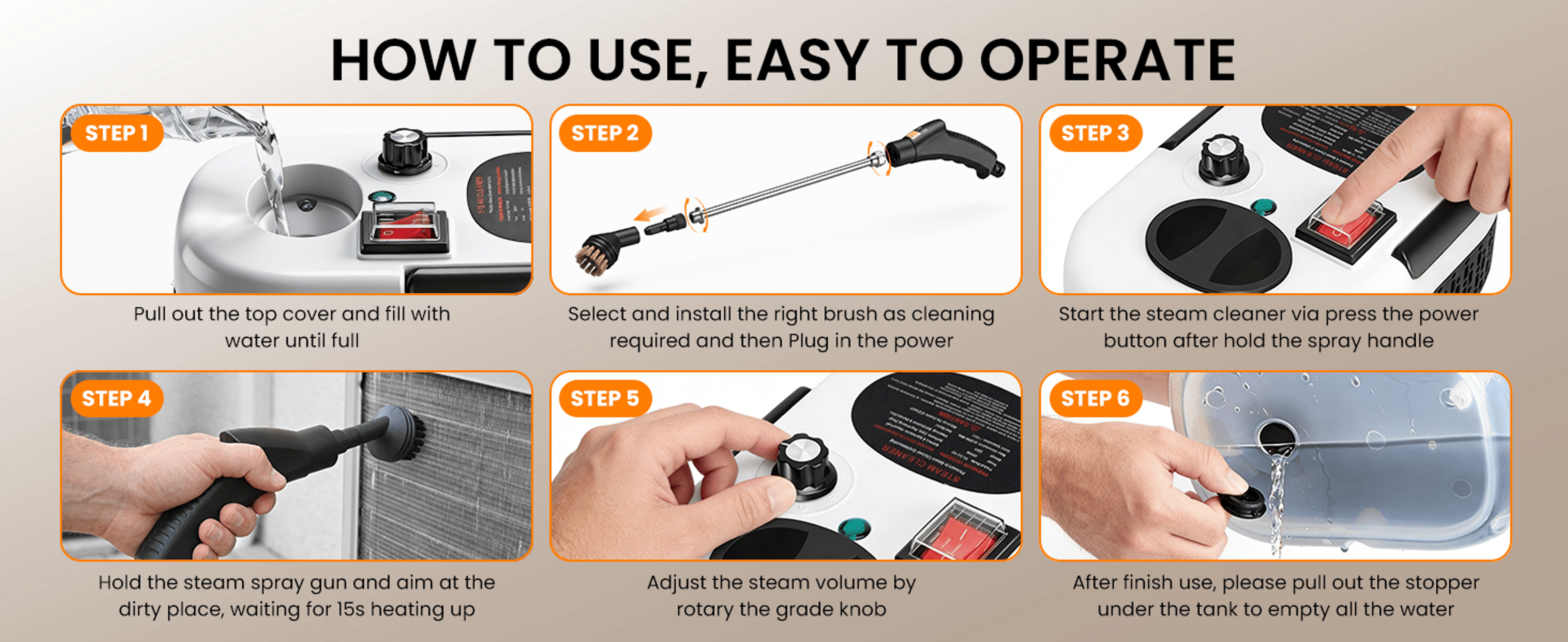 2500W high pressure steam cleaner Handheld Deep-Clean Steamer for Kitchen, Car & AC – view 14