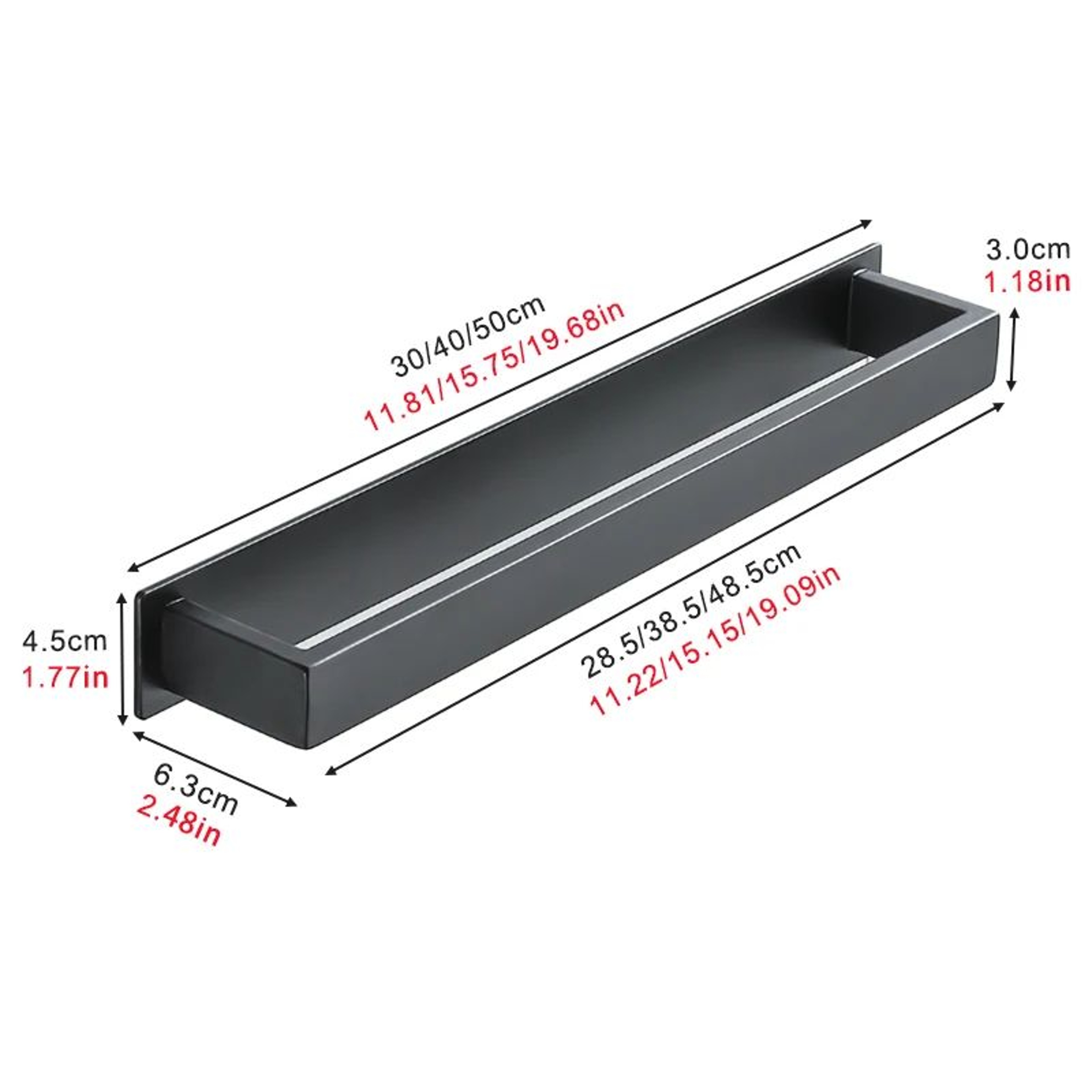 Matte Black NoDrill Stainless Steel Towel Rack  SelfAdhesive WallMounted Bathroom Shelf  Bar 5