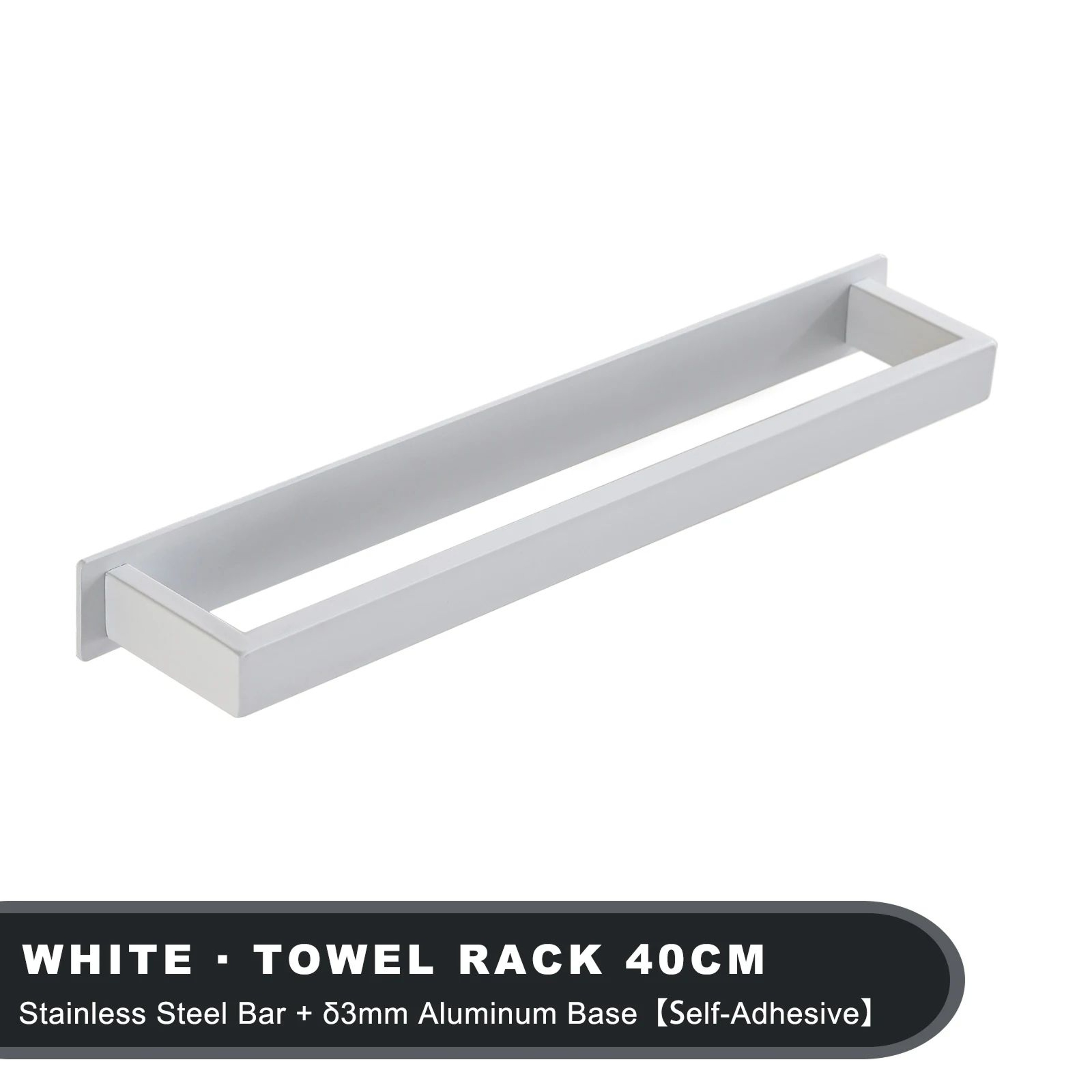 Matte Black NoDrill Stainless Steel Towel Rack  SelfAdhesive WallMounted Bathroom Shelf  Bar 10
