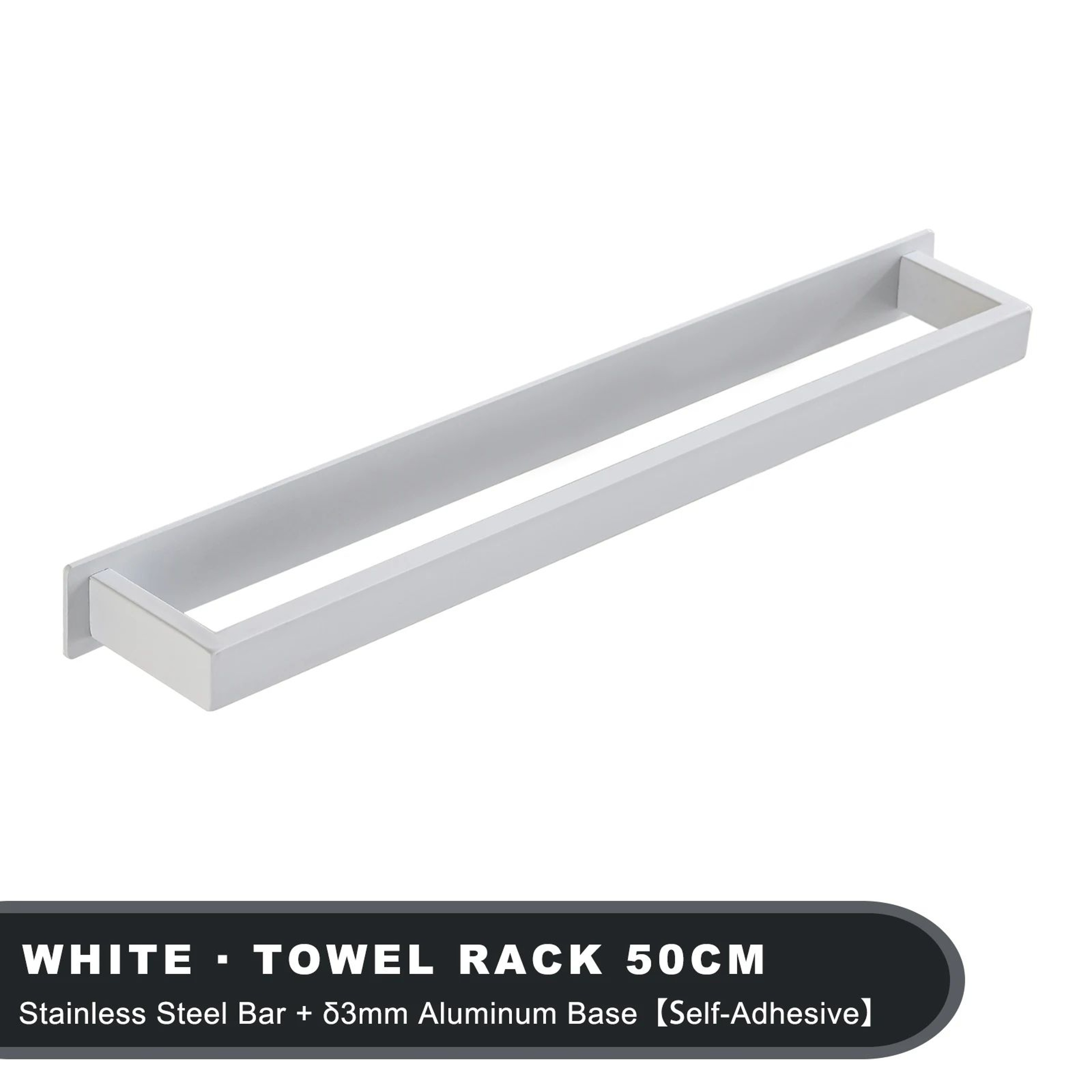 Matte Black NoDrill Stainless Steel Towel Rack  SelfAdhesive WallMounted Bathroom Shelf  Bar 11