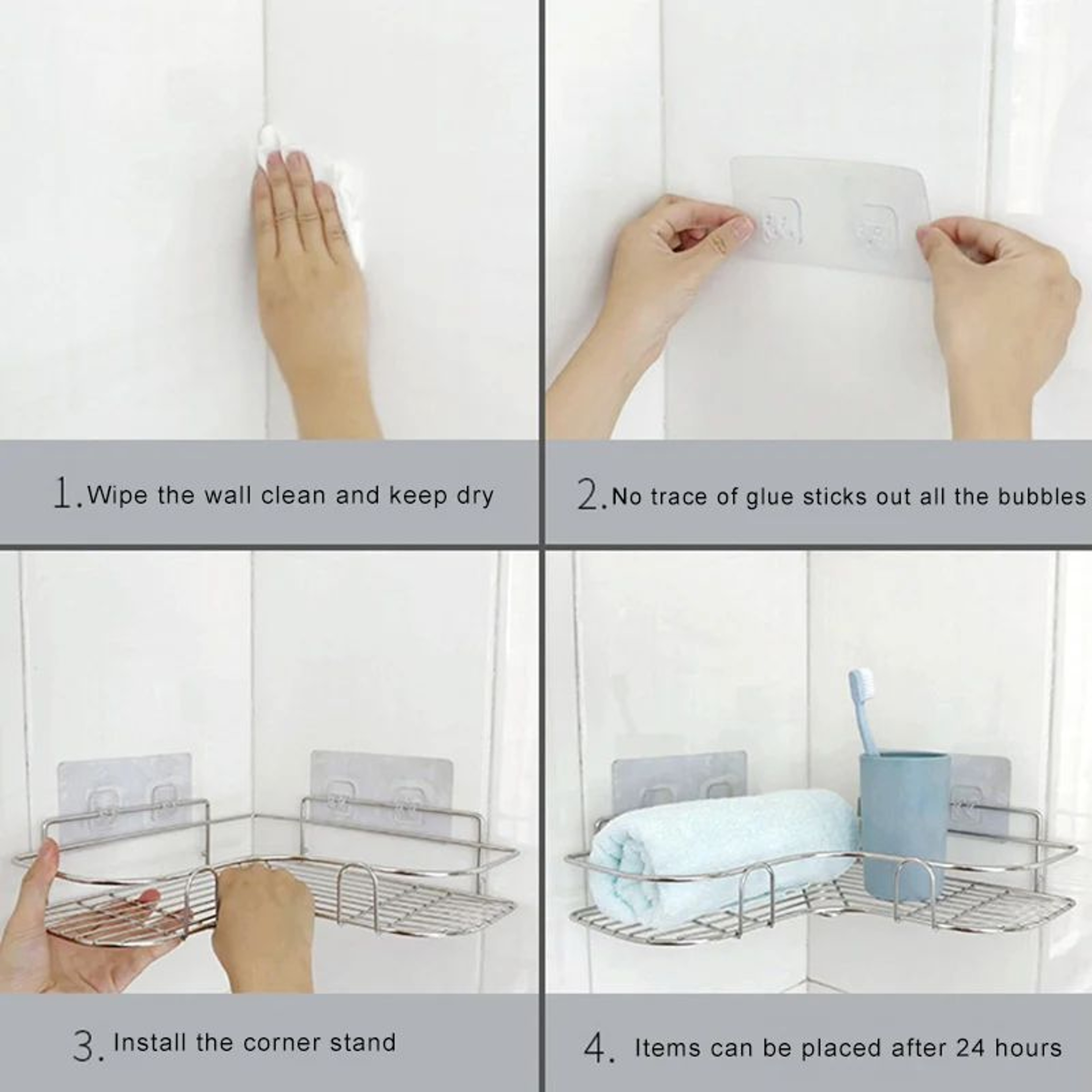 Premium Stainless Steel Corner Shower Caddy  Bathroom Storage Rack  Durable WallMounted Triangular  3