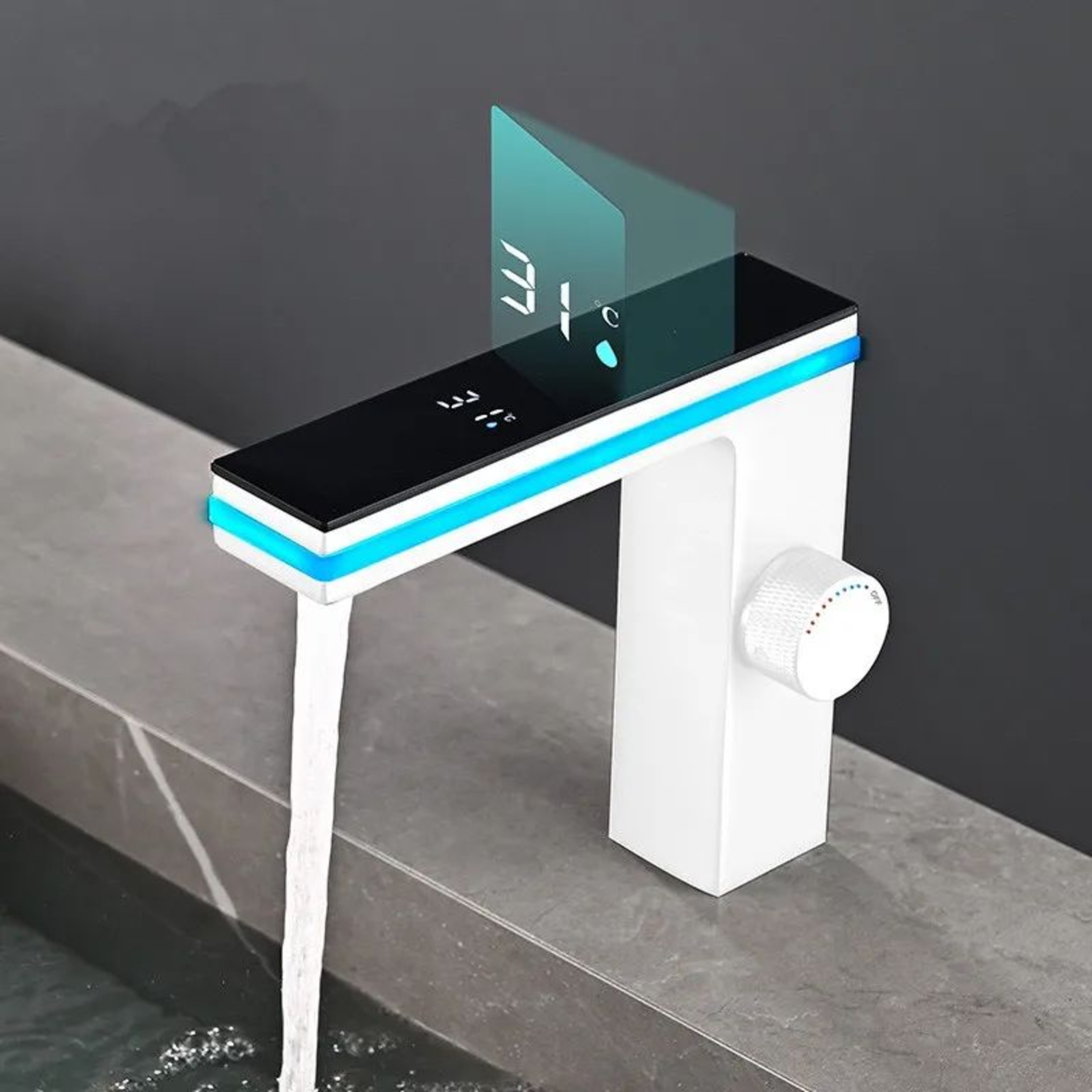 Smart LED Digital Display Bathroom Faucet  Brass Deck Mounted Hot  Cold Basin Mixer Tap 7