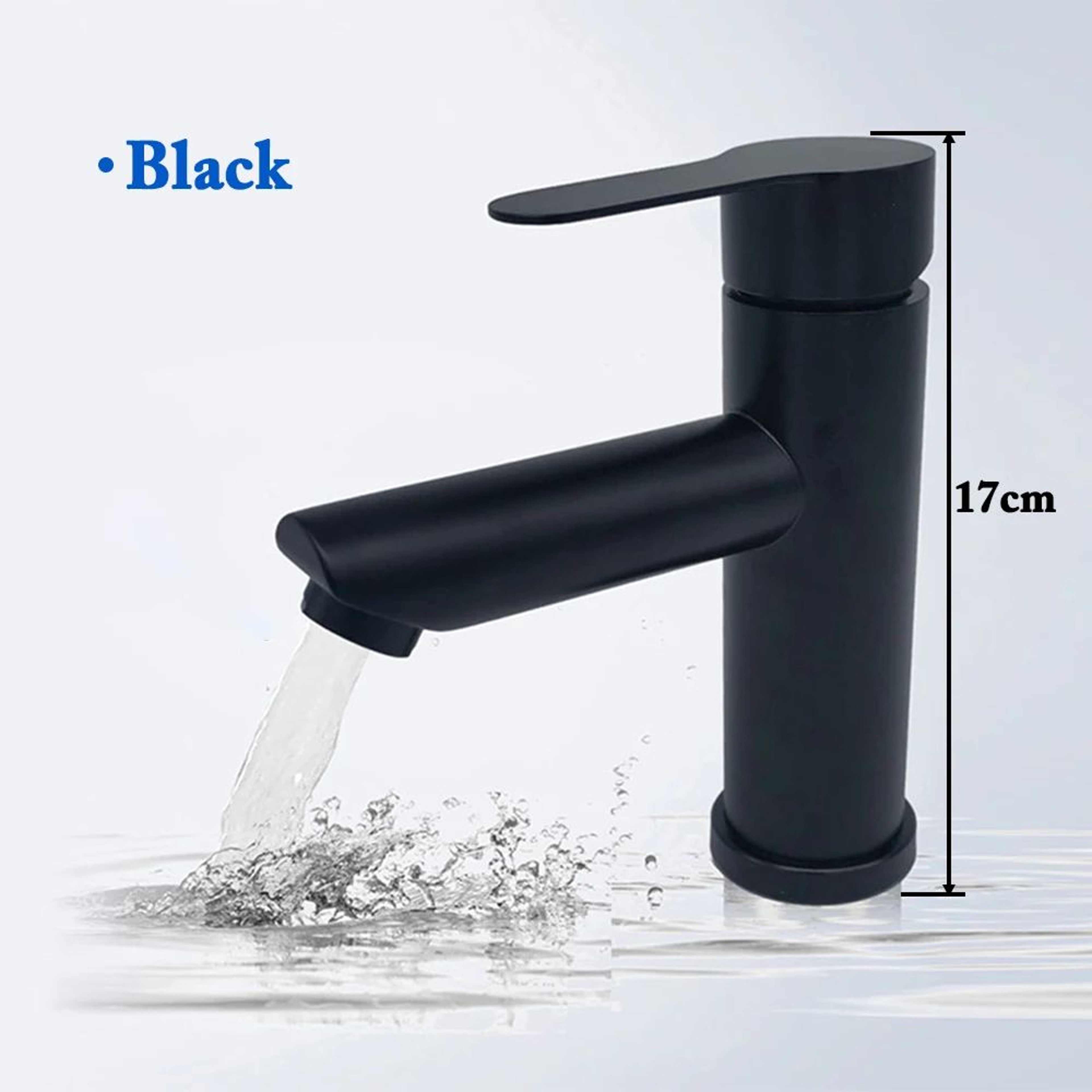 Matte Black Bathroom Sink Faucet  Modern Single Handle Hot  Cold Mixer Tap 8
