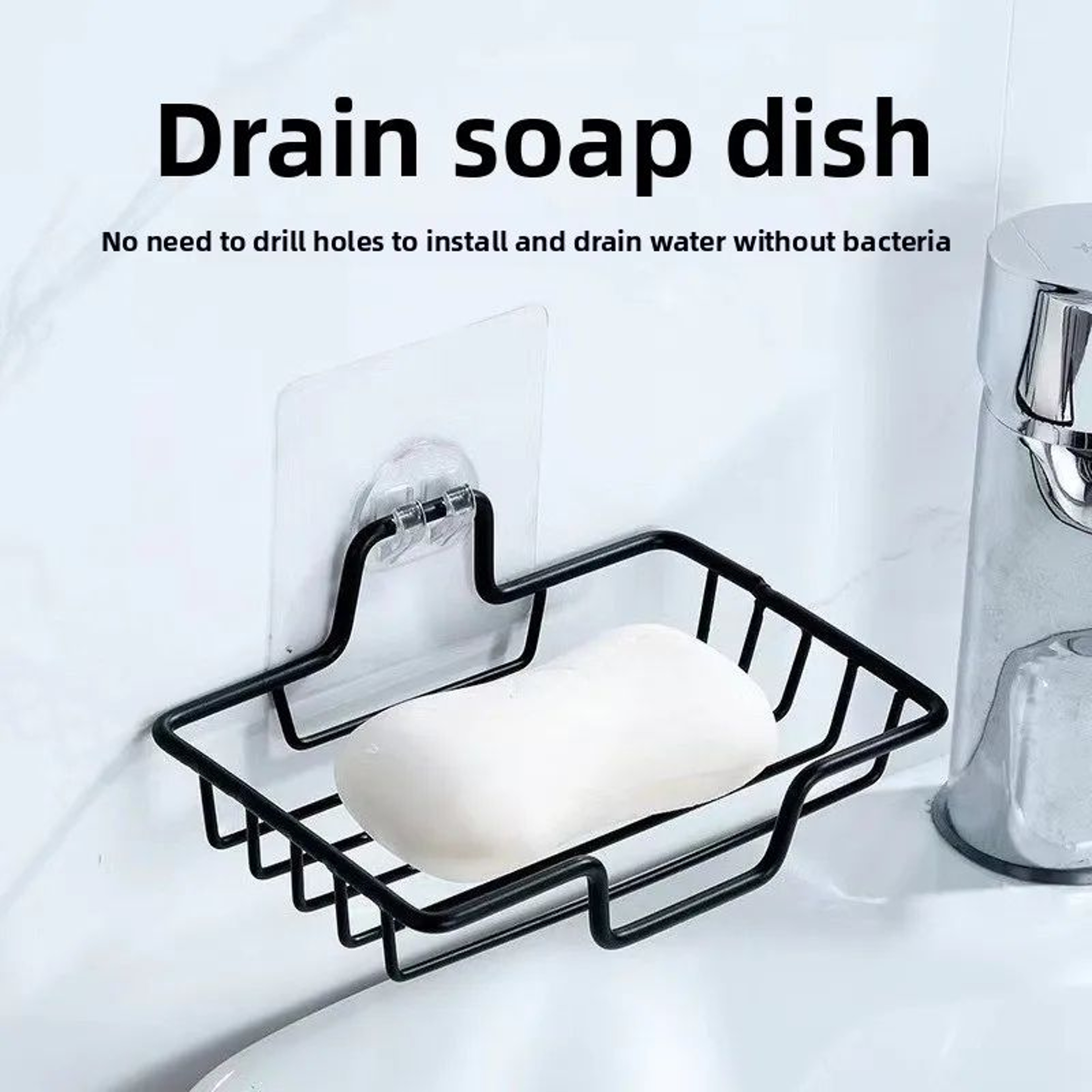 NoDrill Stainless Steel Wall Mounted Soap Holder For 2 Bars 3