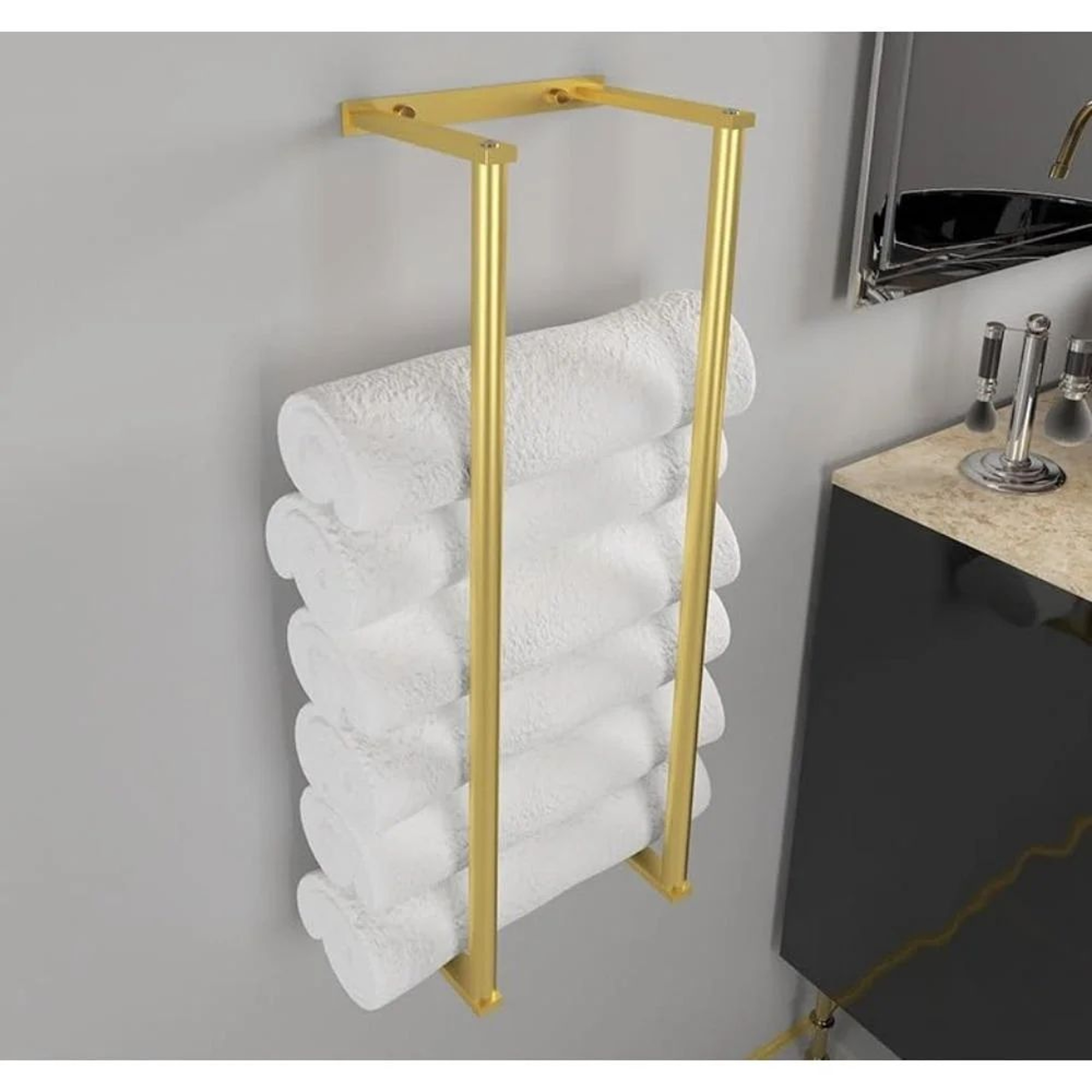 Modern Wall Mounted Towel Rack For Rolled Towels  Stainless Steel Bathroom Storage Organizer 8