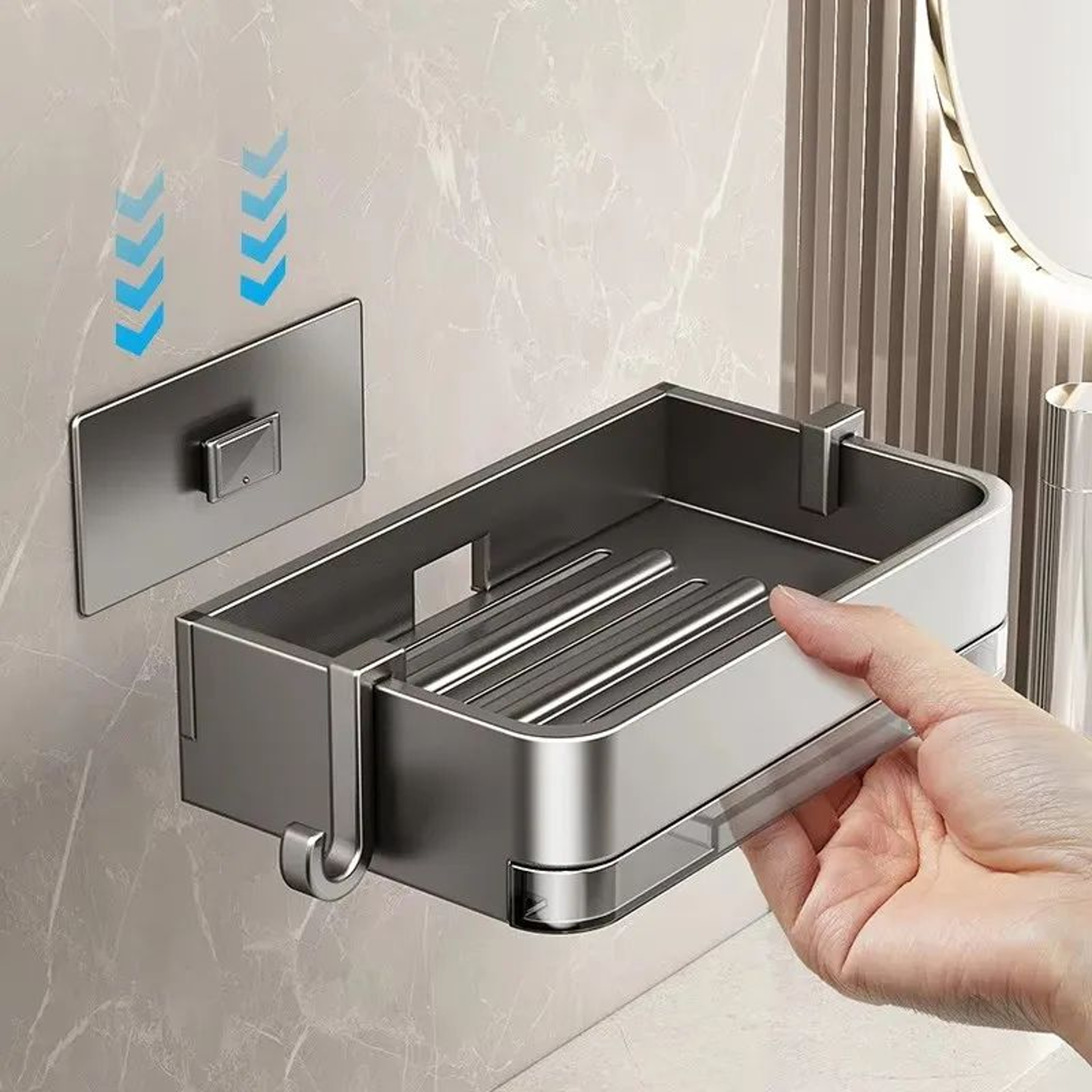 AeroHold Space Aluminum Wall Mounted Soap Dish  No Drill Bathroom Storage Rack 1