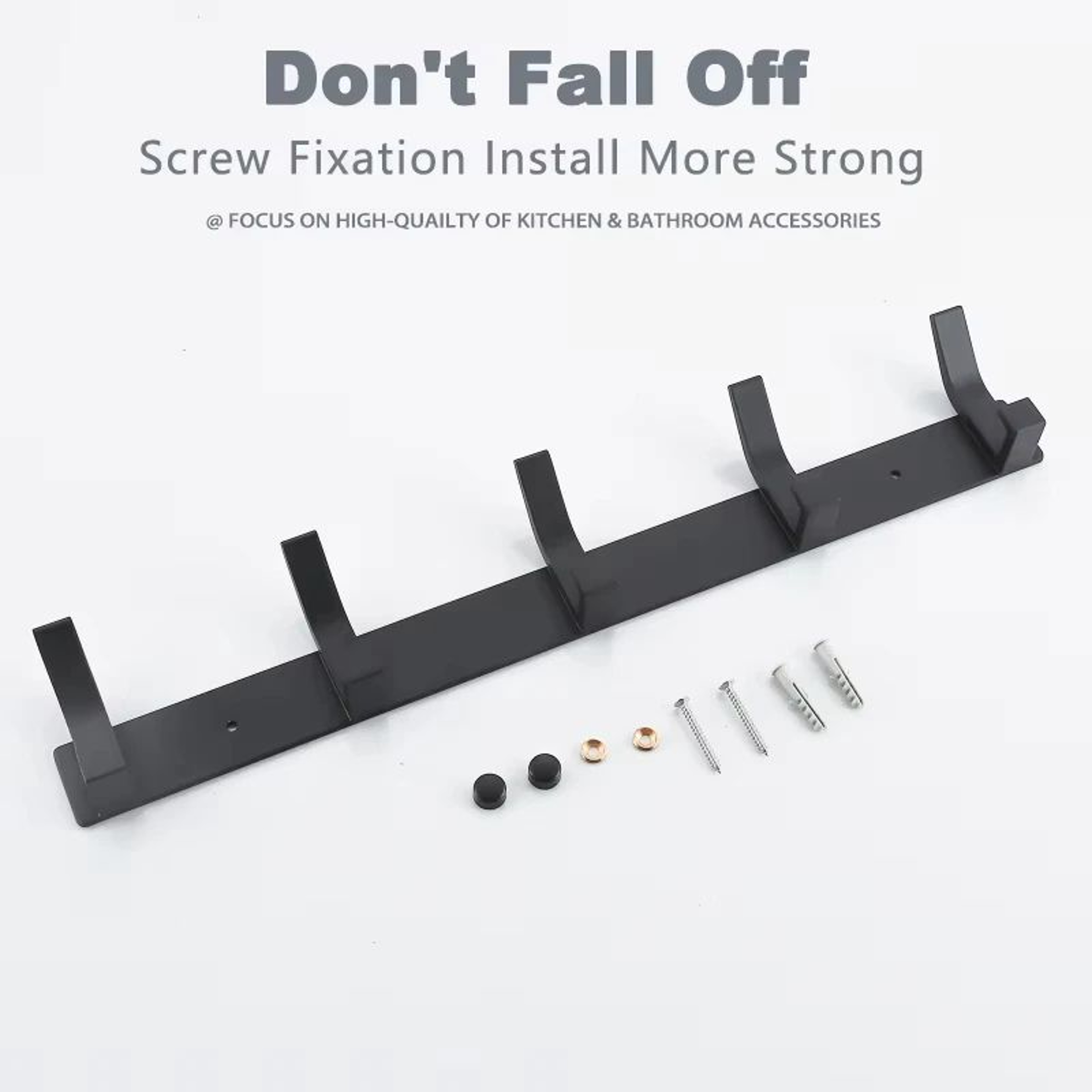 Modern Black Aluminum Wall Hook Rack  SpaceSaving Towel  Coat Holder For Bathroom And Entryway 1