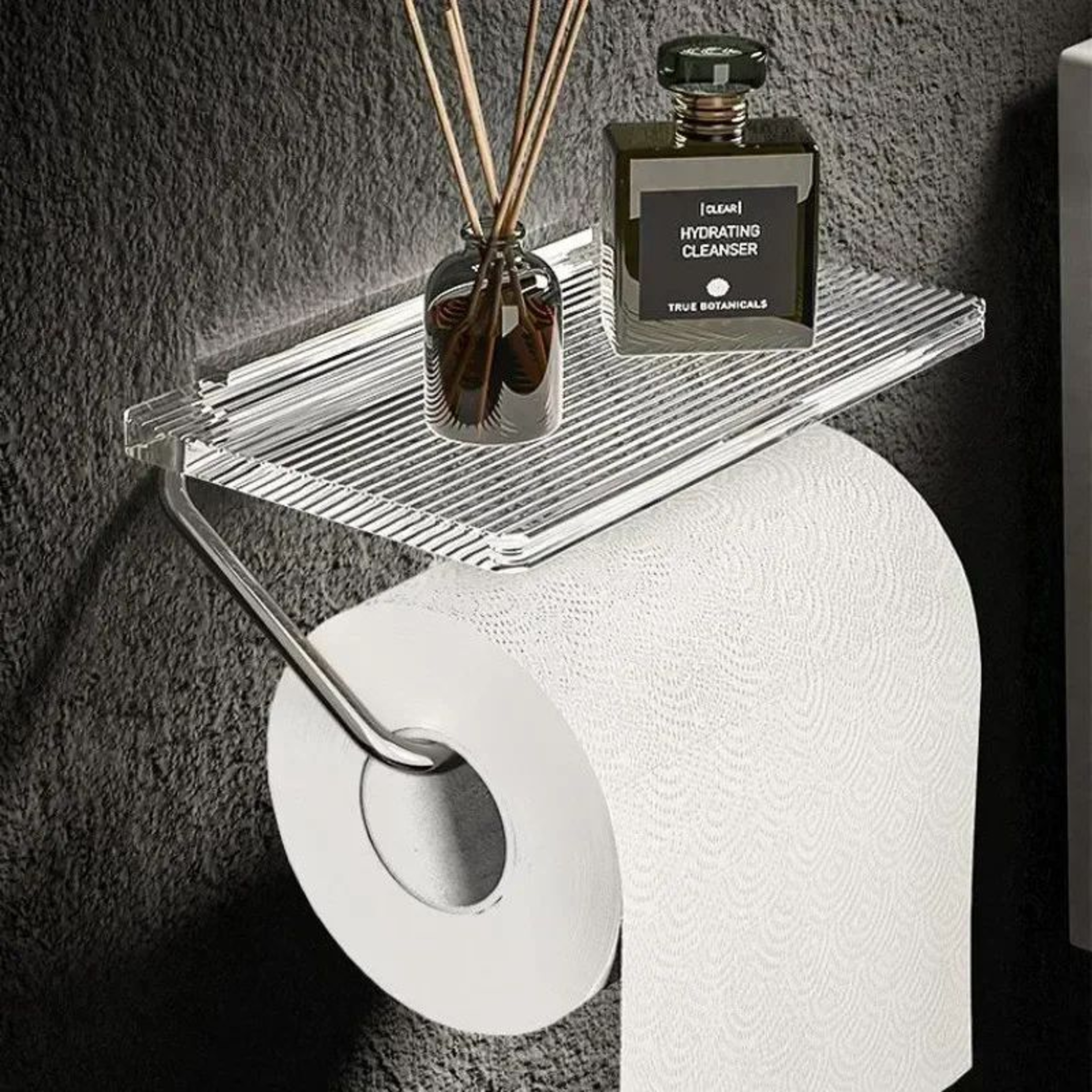 Luxury Gold Toilet Paper Holder With Shelf  No Drill Wall Mounted Bathroom Organizer 3