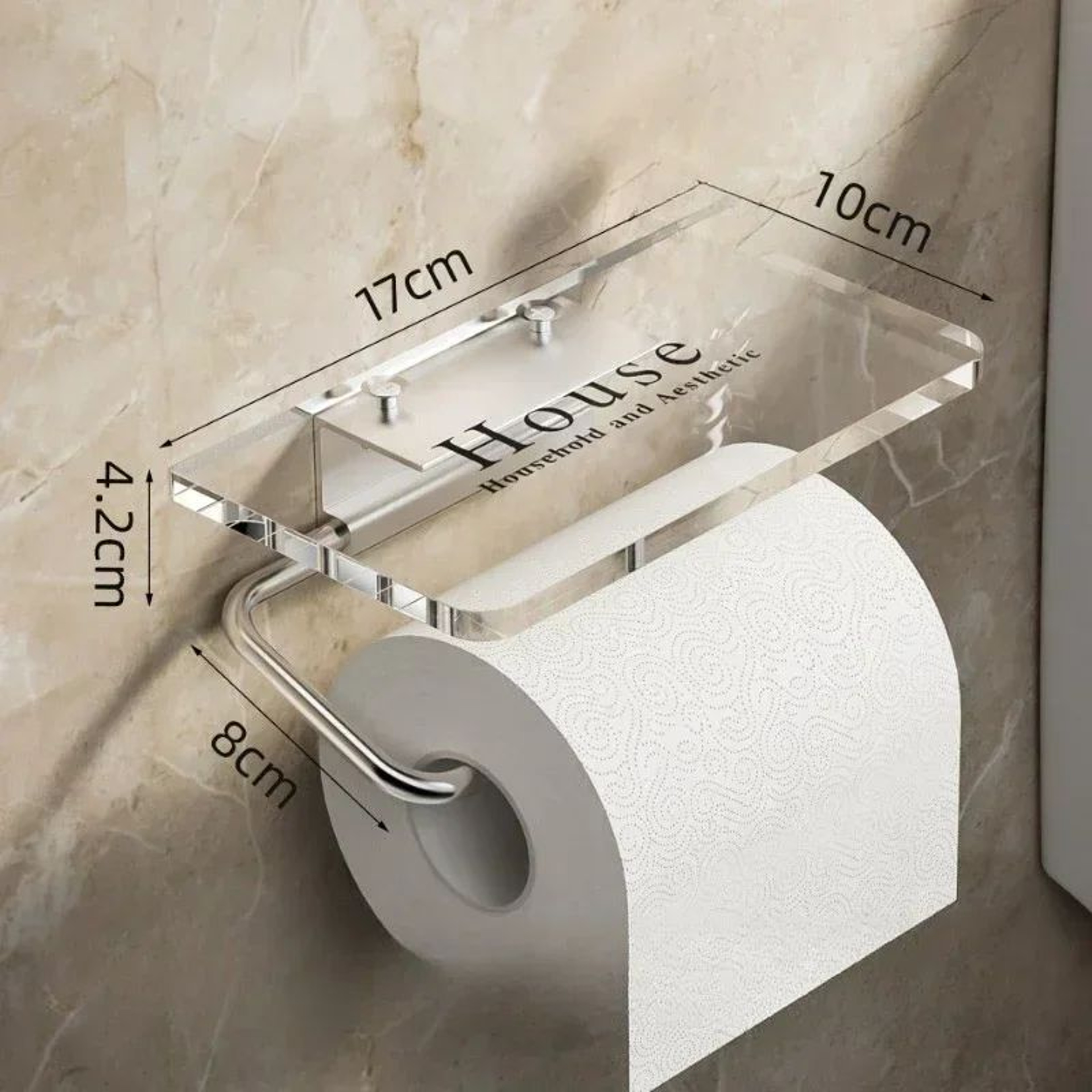 Luxury Gold Toilet Paper Holder With Shelf  No Drill Wall Mounted Bathroom Organizer 8