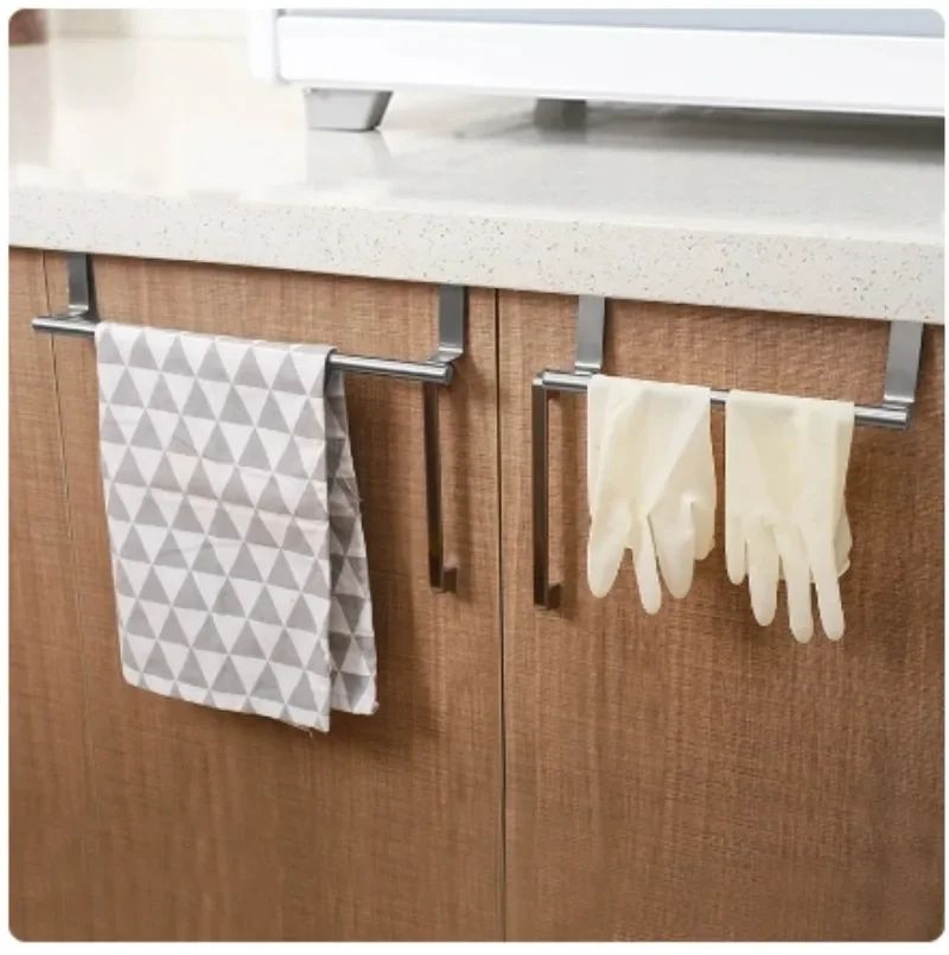 Stainless Steel Over The Door Towel Rack  SpaceSaving Bathroom  Kitchen Organizer 3