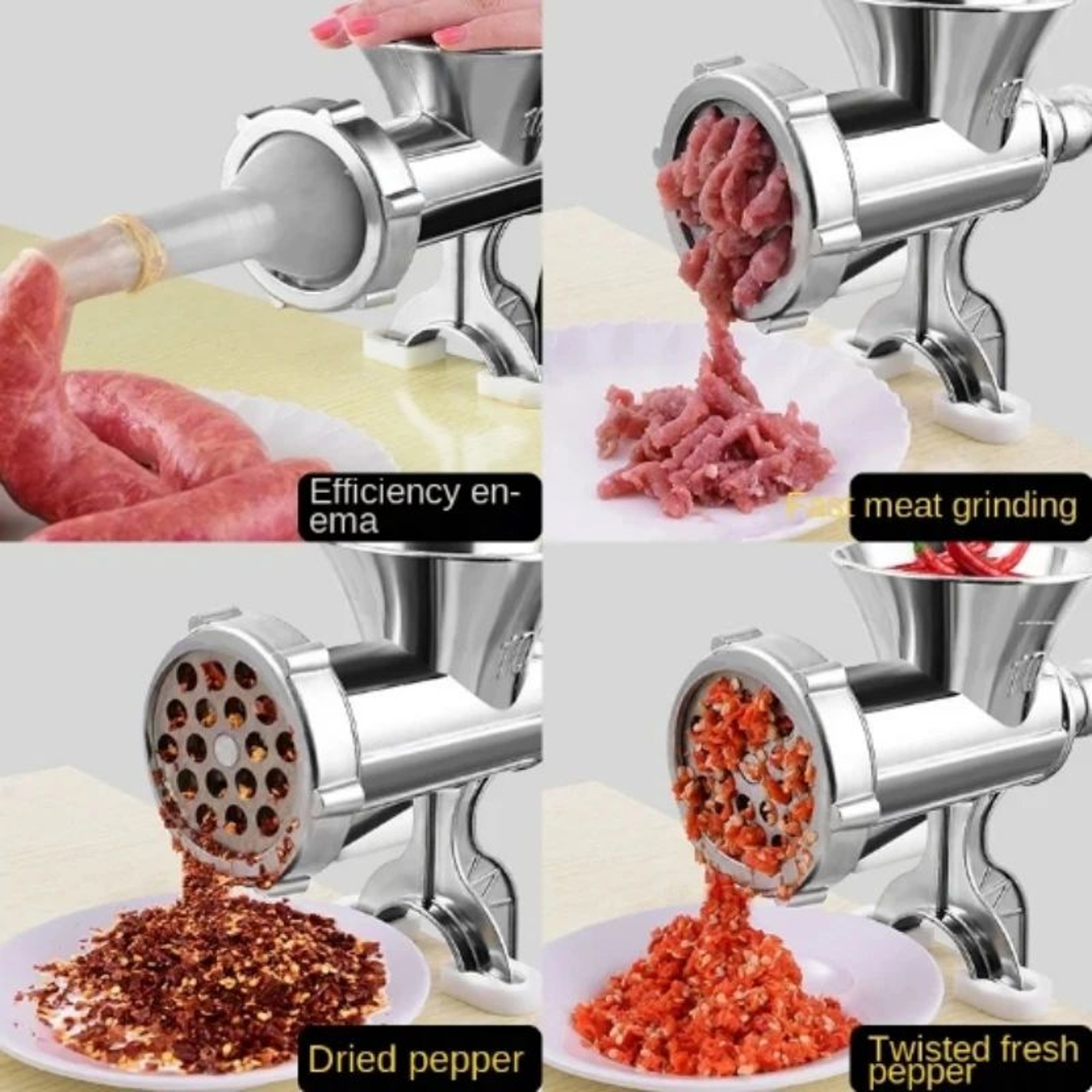 HeavyDuty Manual Meat Grinder  Sausage Stuffer For Home Kitchen 5