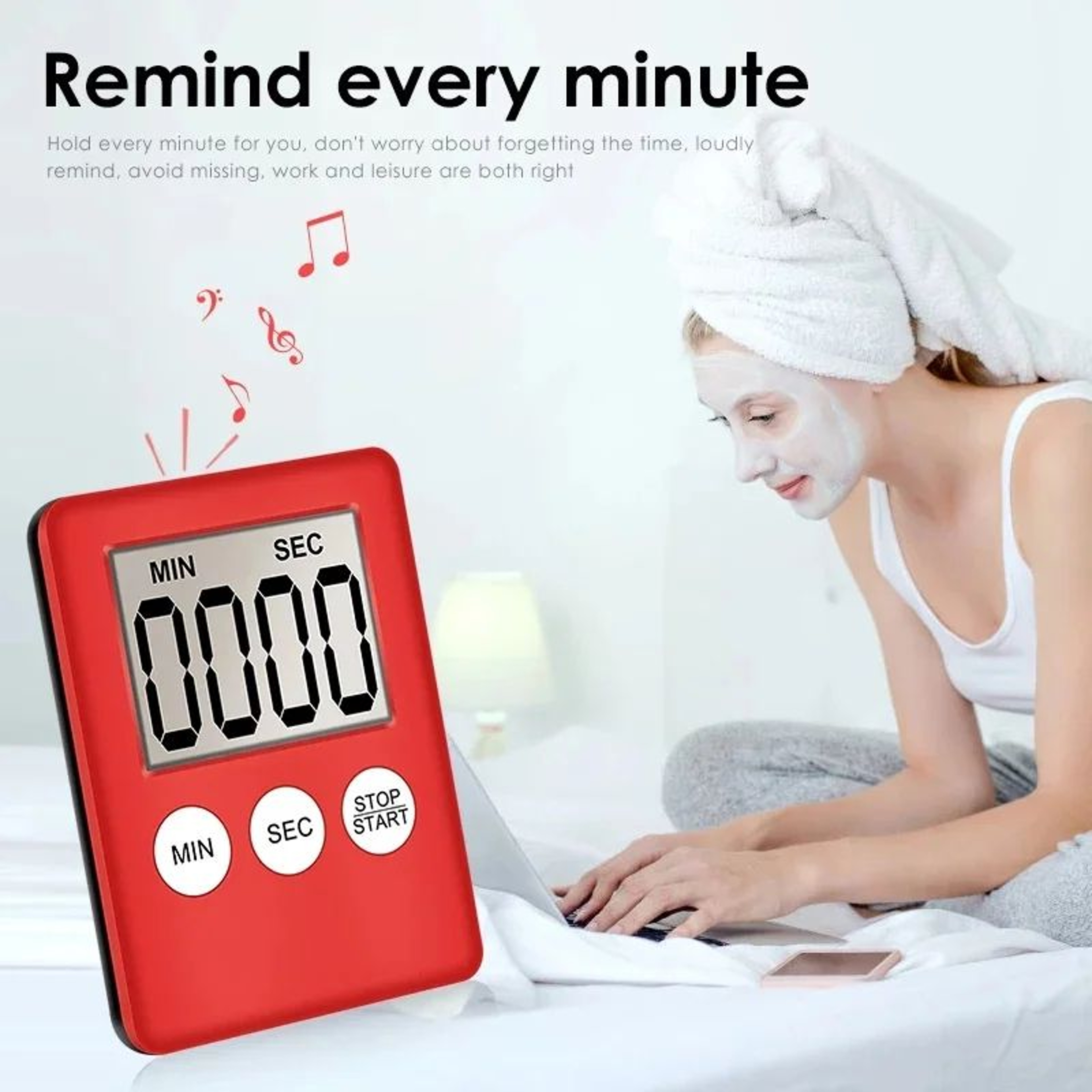 MagnaTime LCD Digital Kitchen Timer With Magnetic Back  Loud Alarm 1