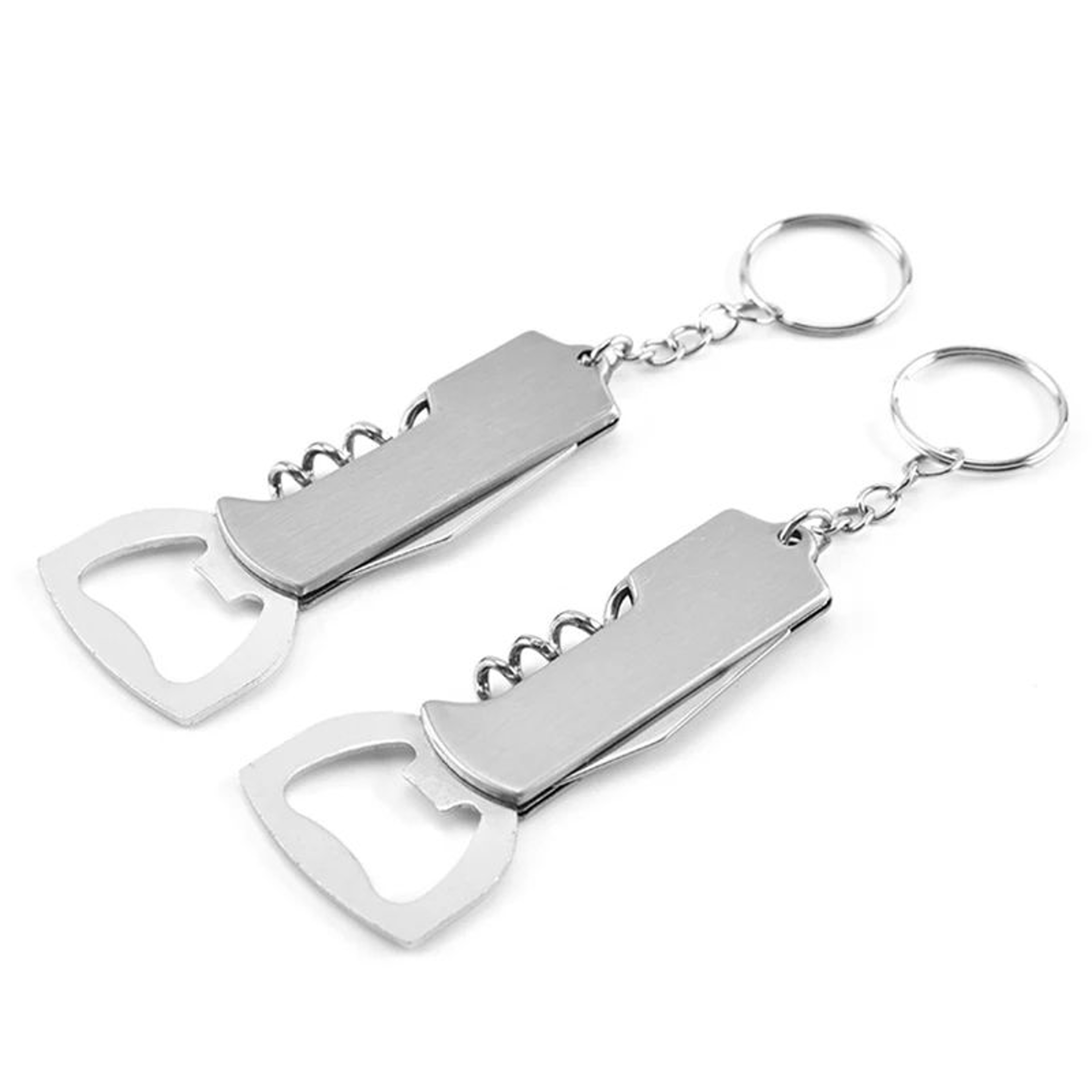 Compact Stainless Steel Keychain Corkscrew  Bottle Opener MultiTool 0