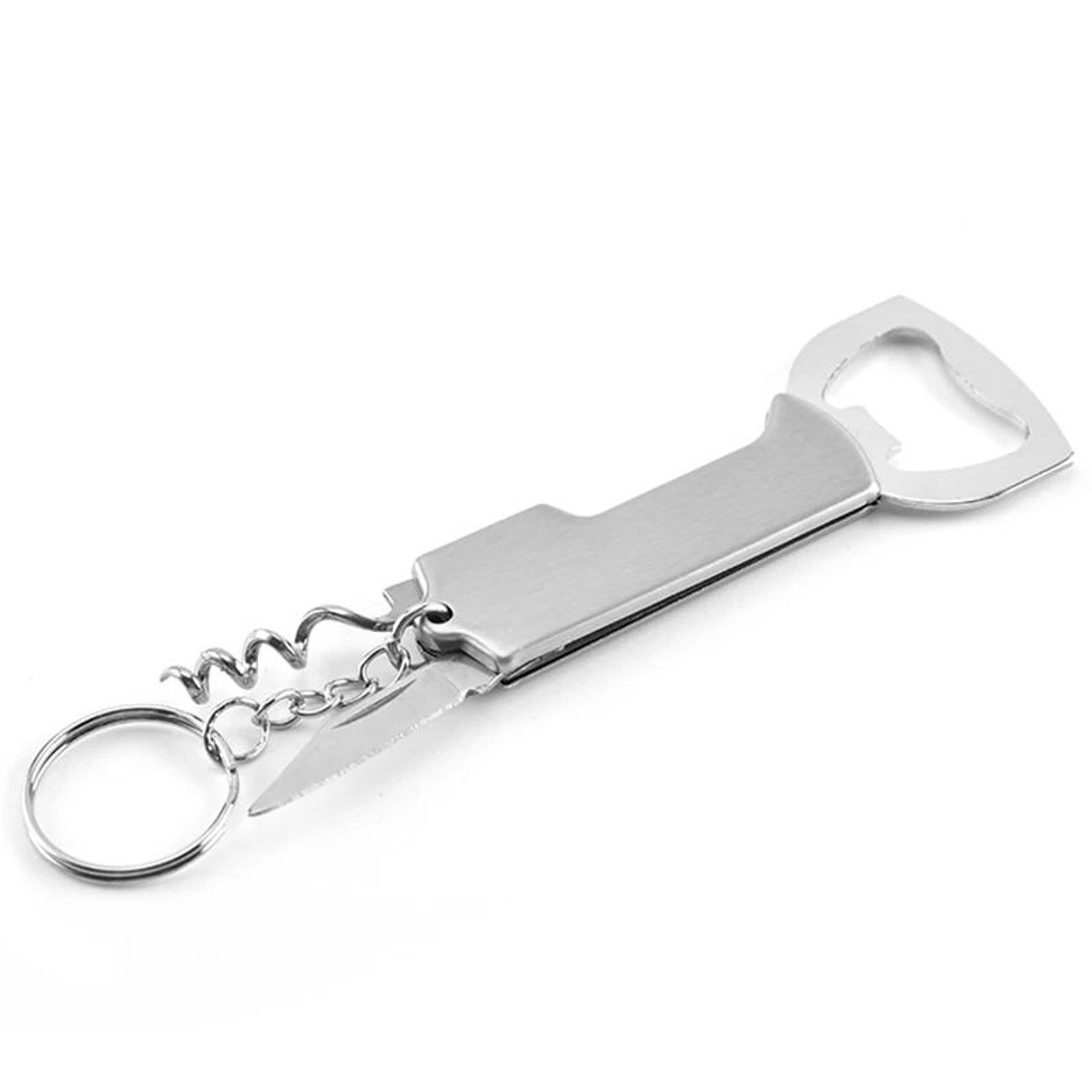 Compact Stainless Steel Keychain Corkscrew  Bottle Opener MultiTool 4
