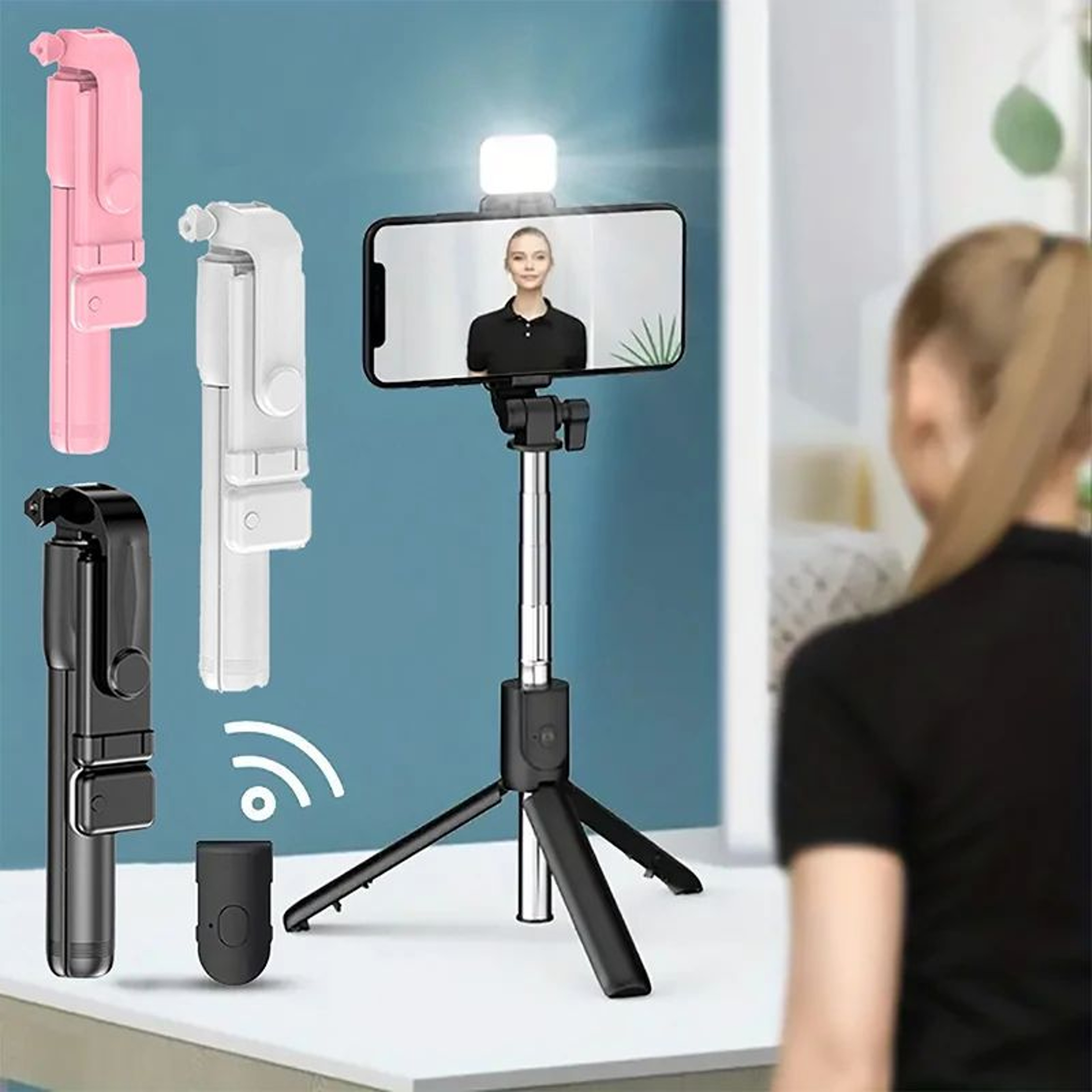 740mm Bluetooth Selfie Stick Tripod With Fill Light  Wireless Remote For Phones 0