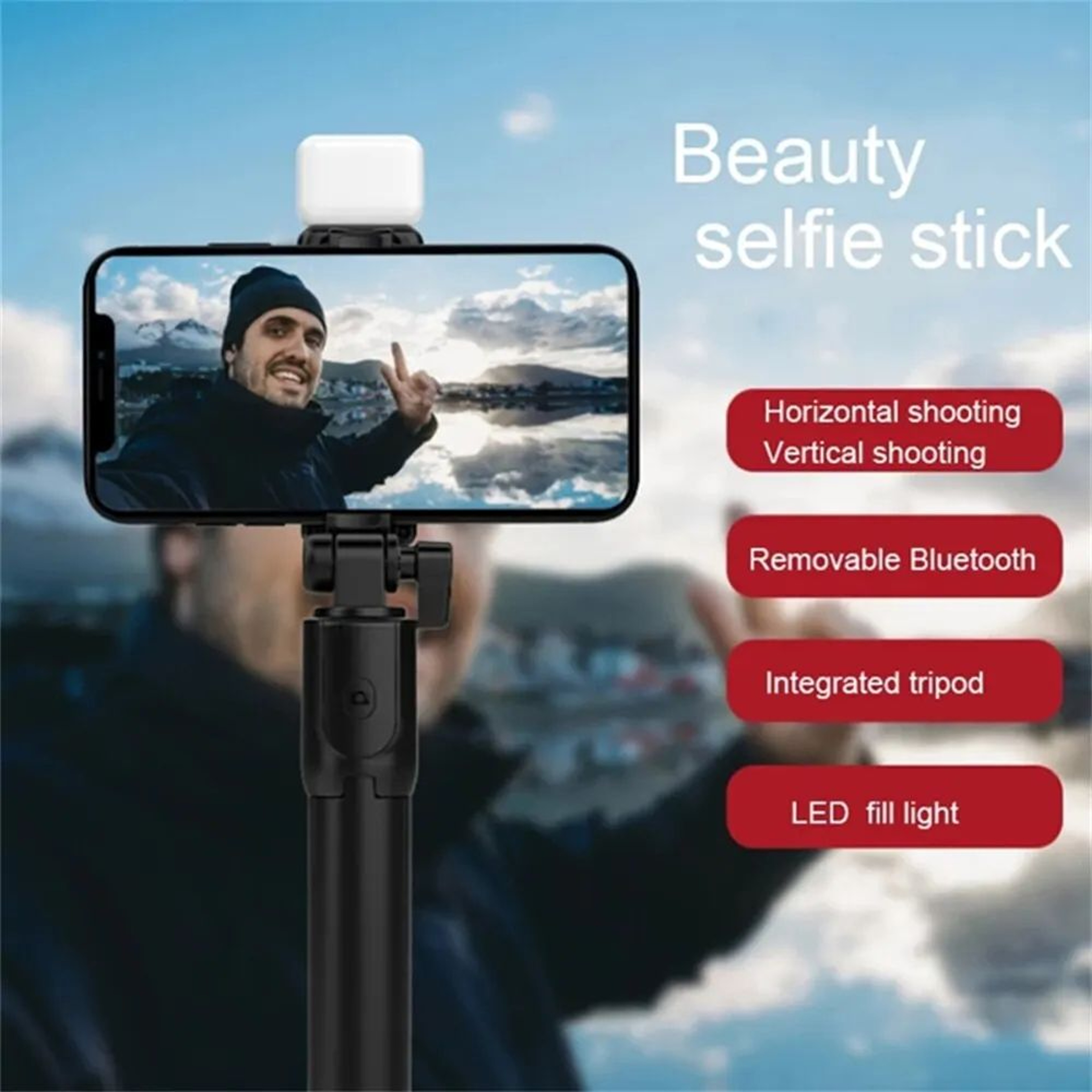 740mm Bluetooth Selfie Stick Tripod With Fill Light  Wireless Remote For Phones 4
