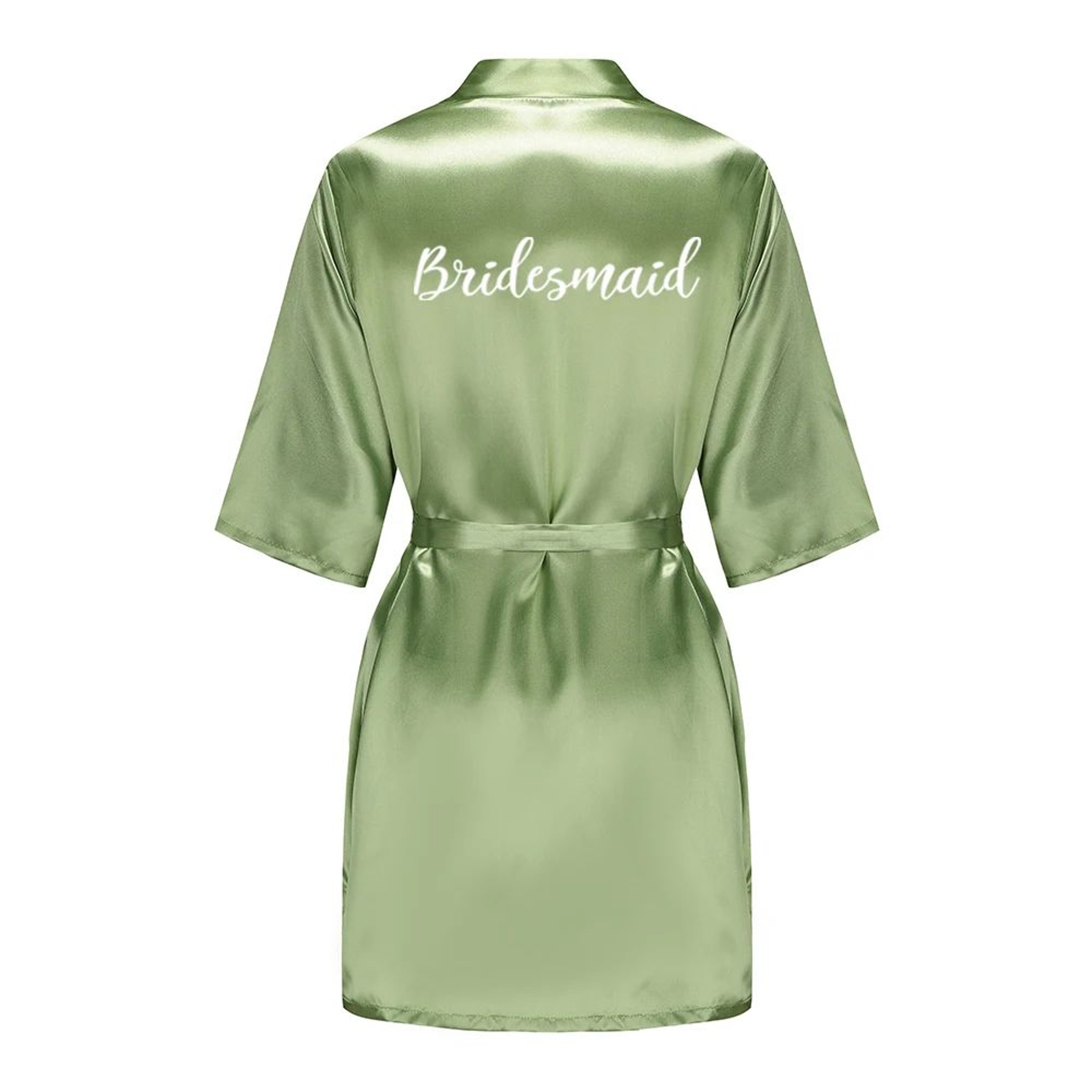 Sage Green Satin Silk Bridal Robe  Plus Size Wedding Bathrobe For Bride  Bridesmaids 7