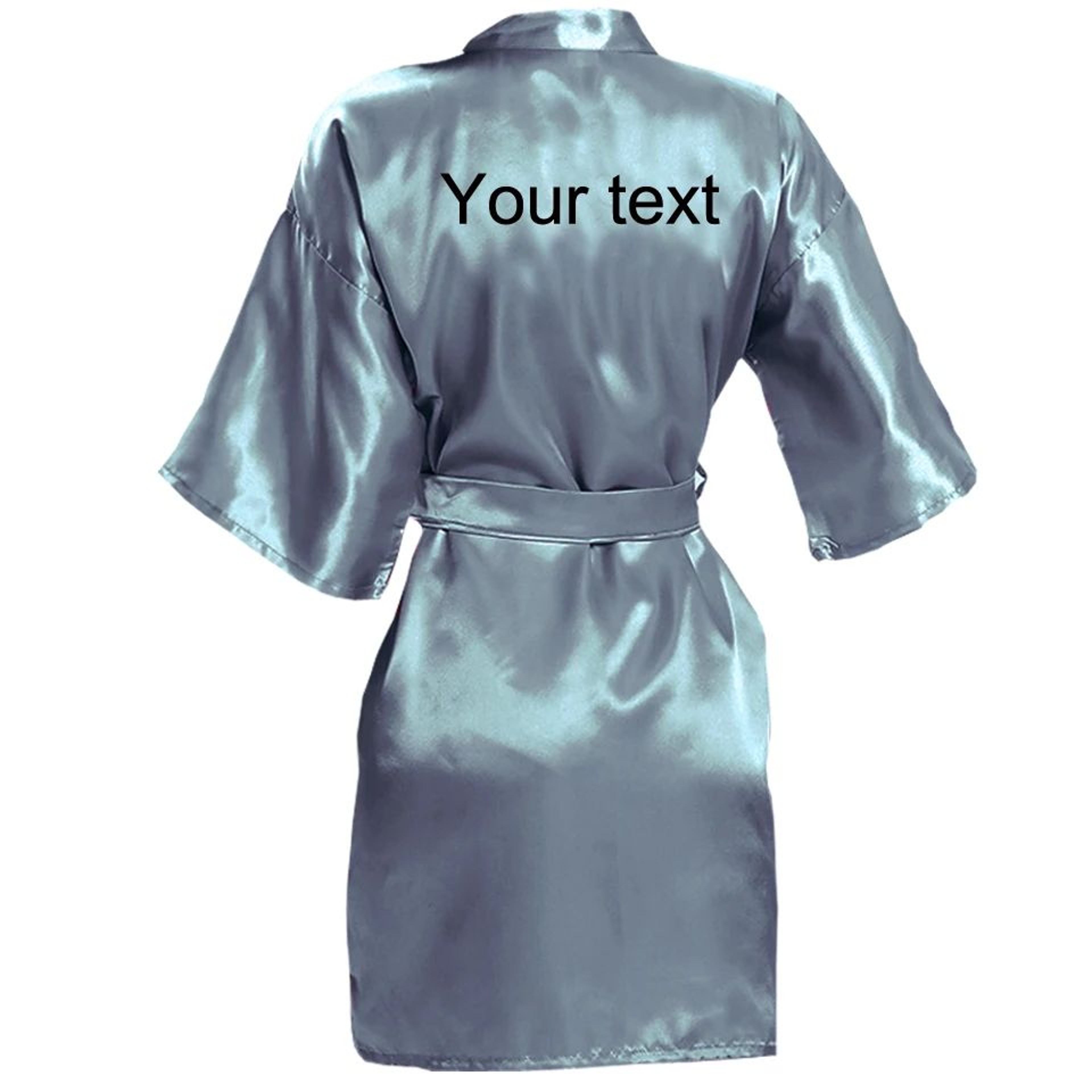 Personalized Faux Silk Bridal Robe With Custom Name  Date  Elegant Bride  Bridesmaid Getting Ready  13