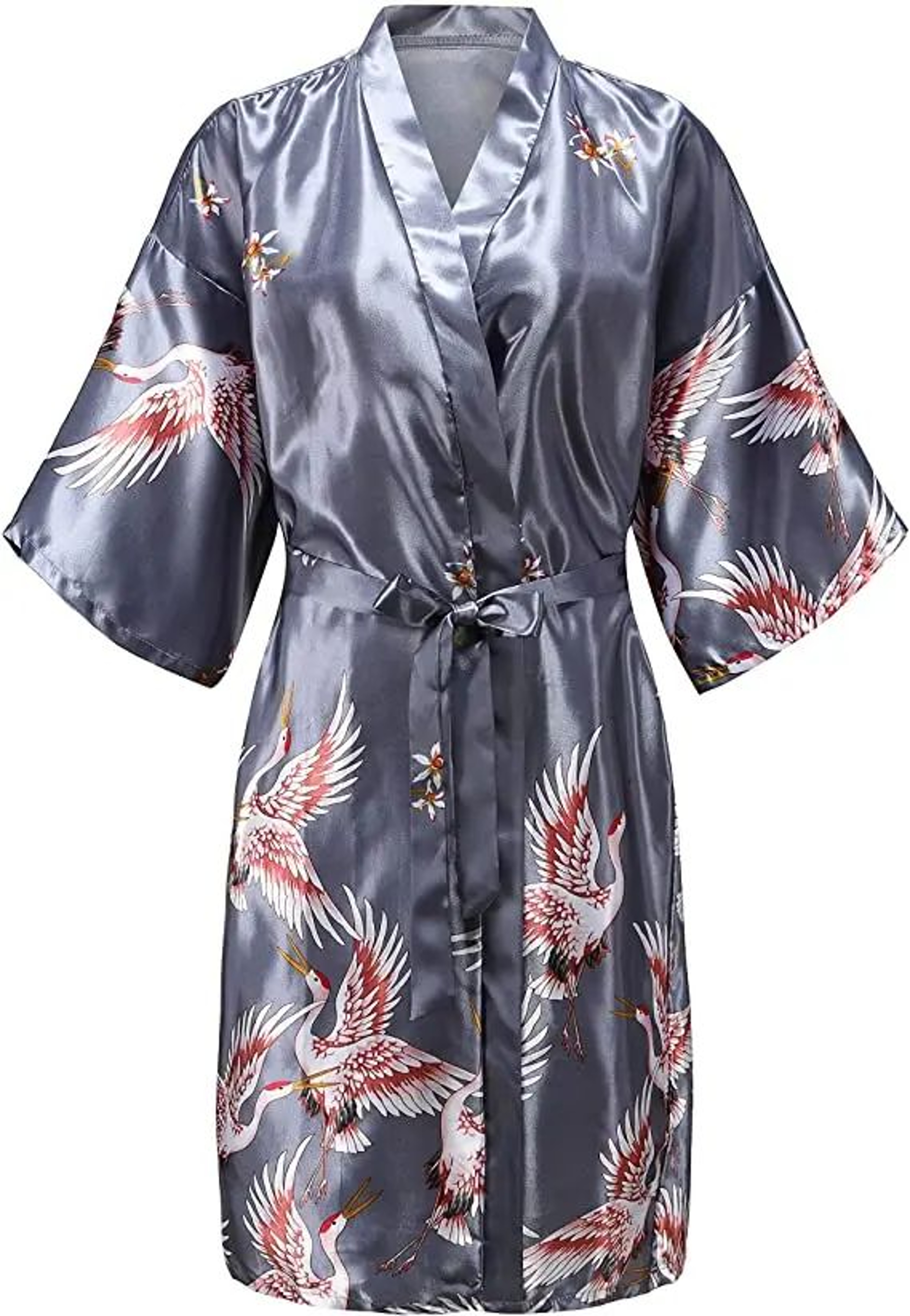 Bridal Bliss Silk Satin Floral Robe  Short Satin Bridesmaid Robe For Weddings  Getting Ready 0