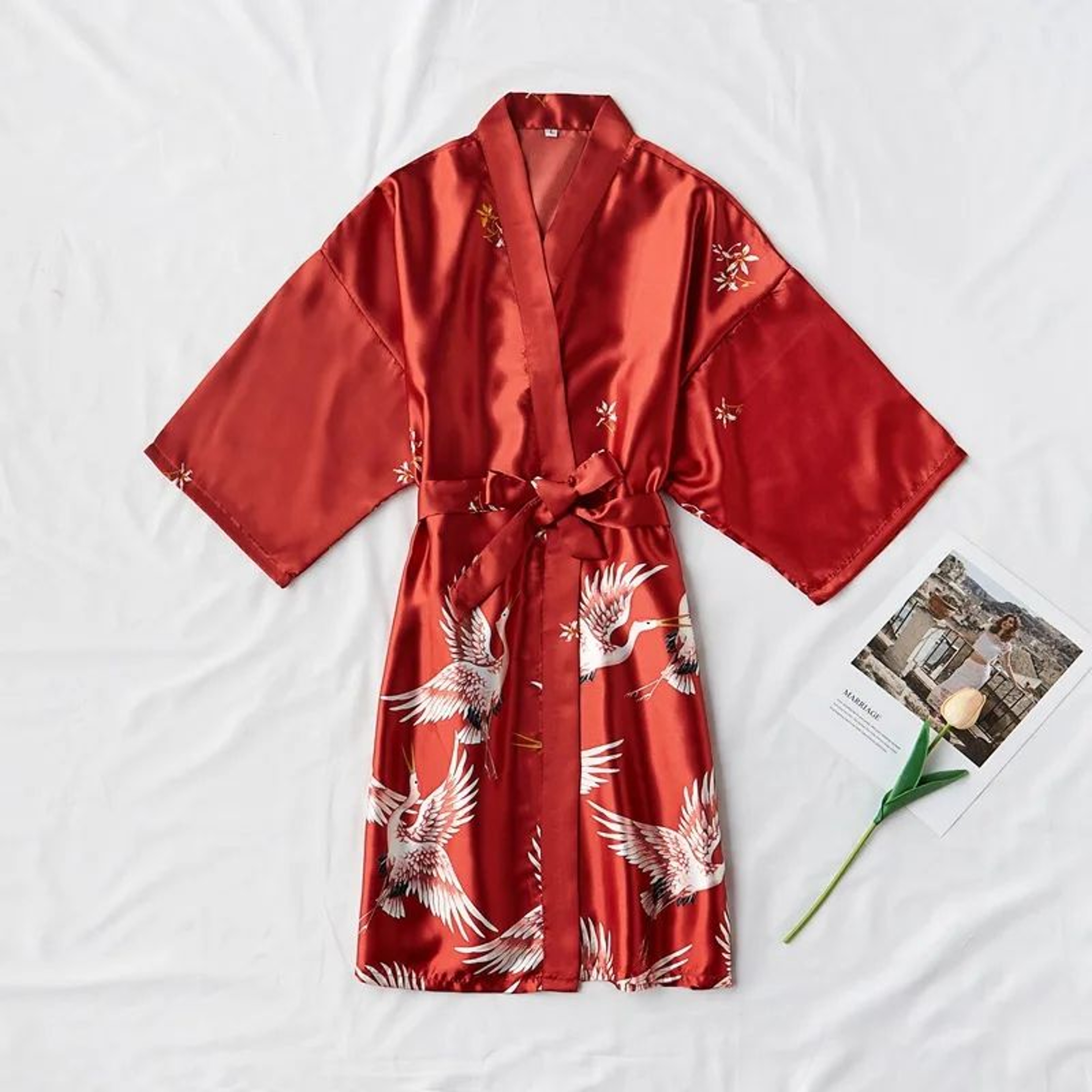 Womens Satin Robe  SilkLook Satin Kimono Robe For Bridal Getting Ready  Sleepwear 8