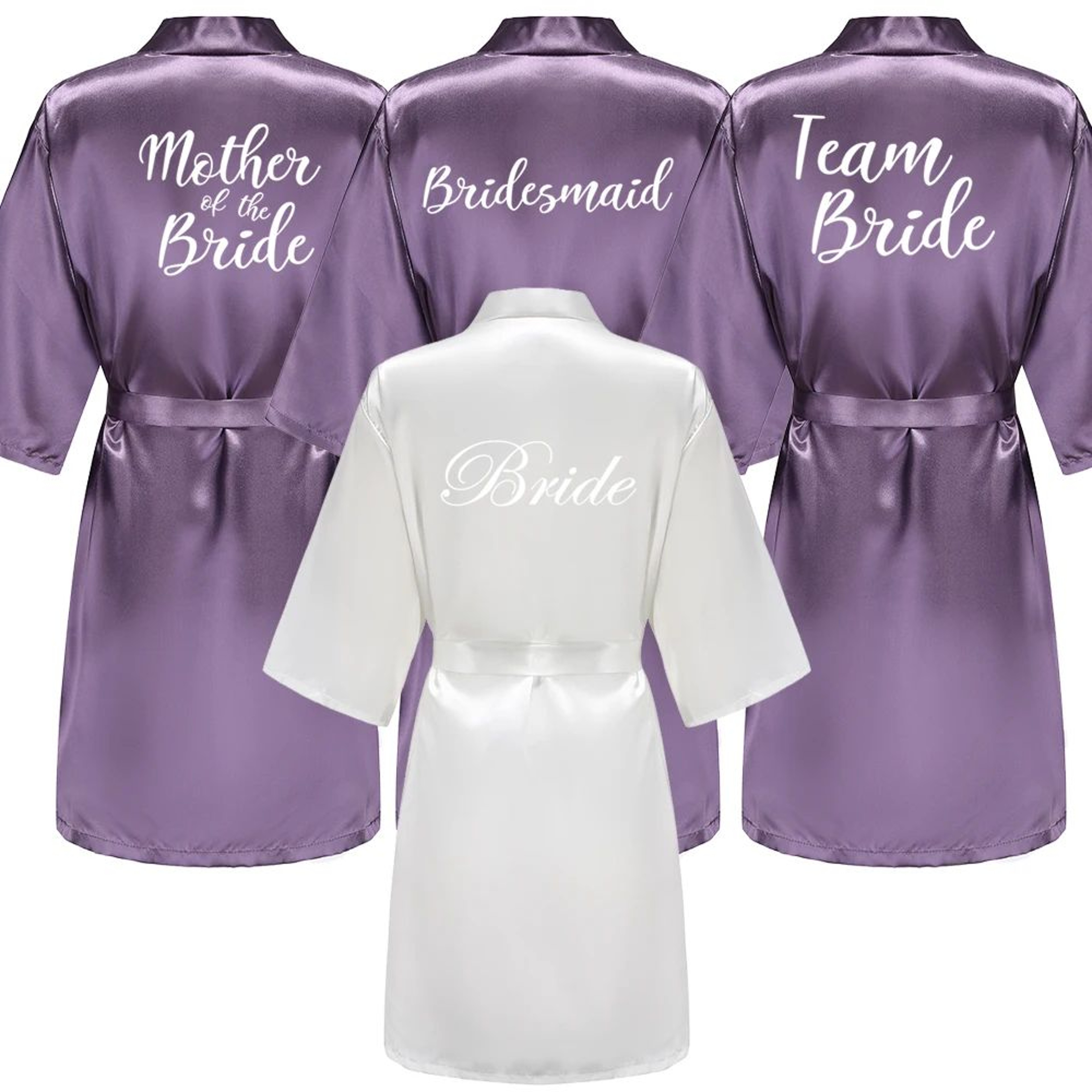 Elegant Satin Bridal Party Robe  Short Silk Bridesmaid  Bride Getting Ready Robe 0